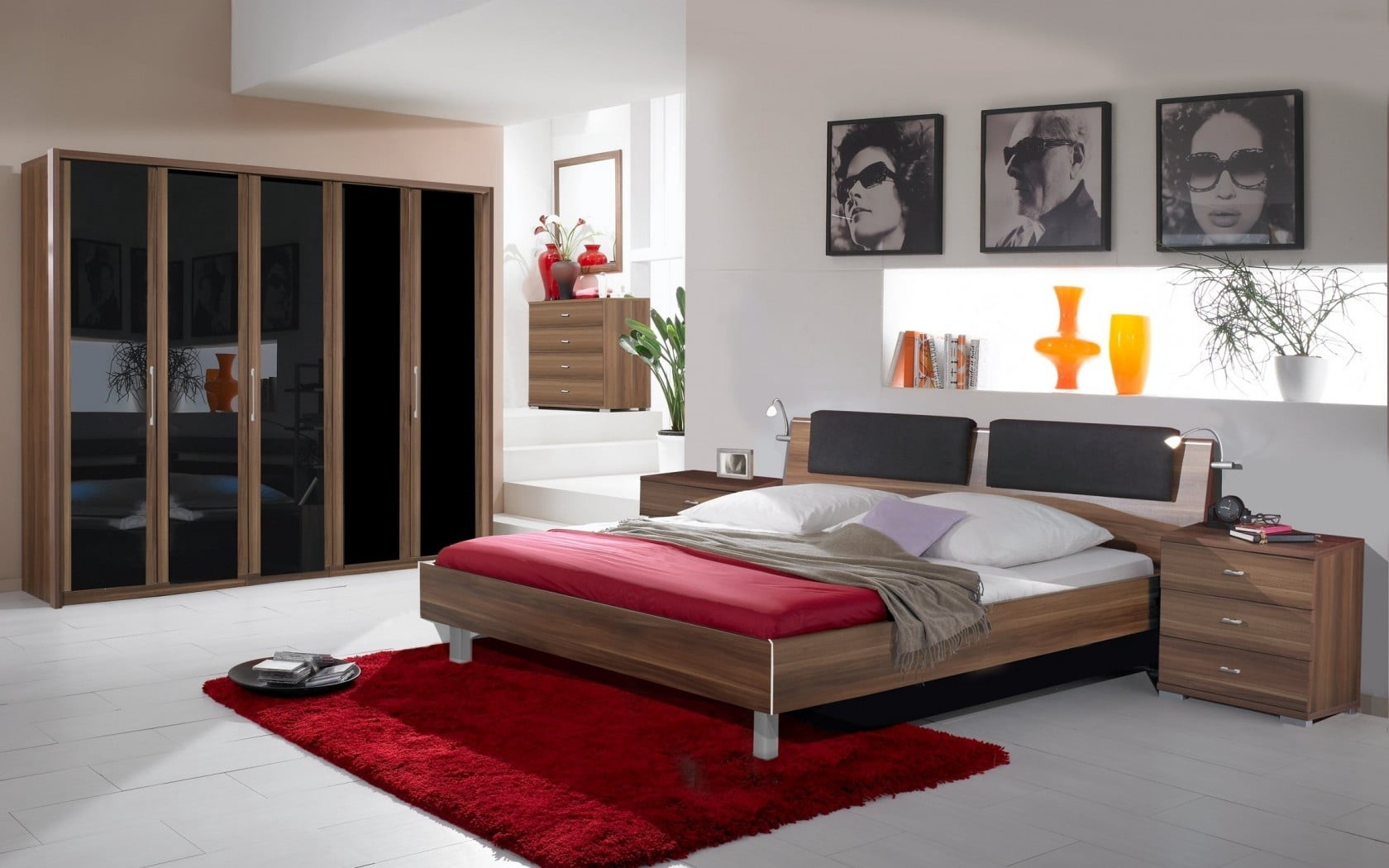 paintings, brown, pillow, 720P, decoration, wall - Building Feature, luxury, comfortable, bedroom, sleeping, architecture, mattress, red, absence, bedding, HD Wallpaper