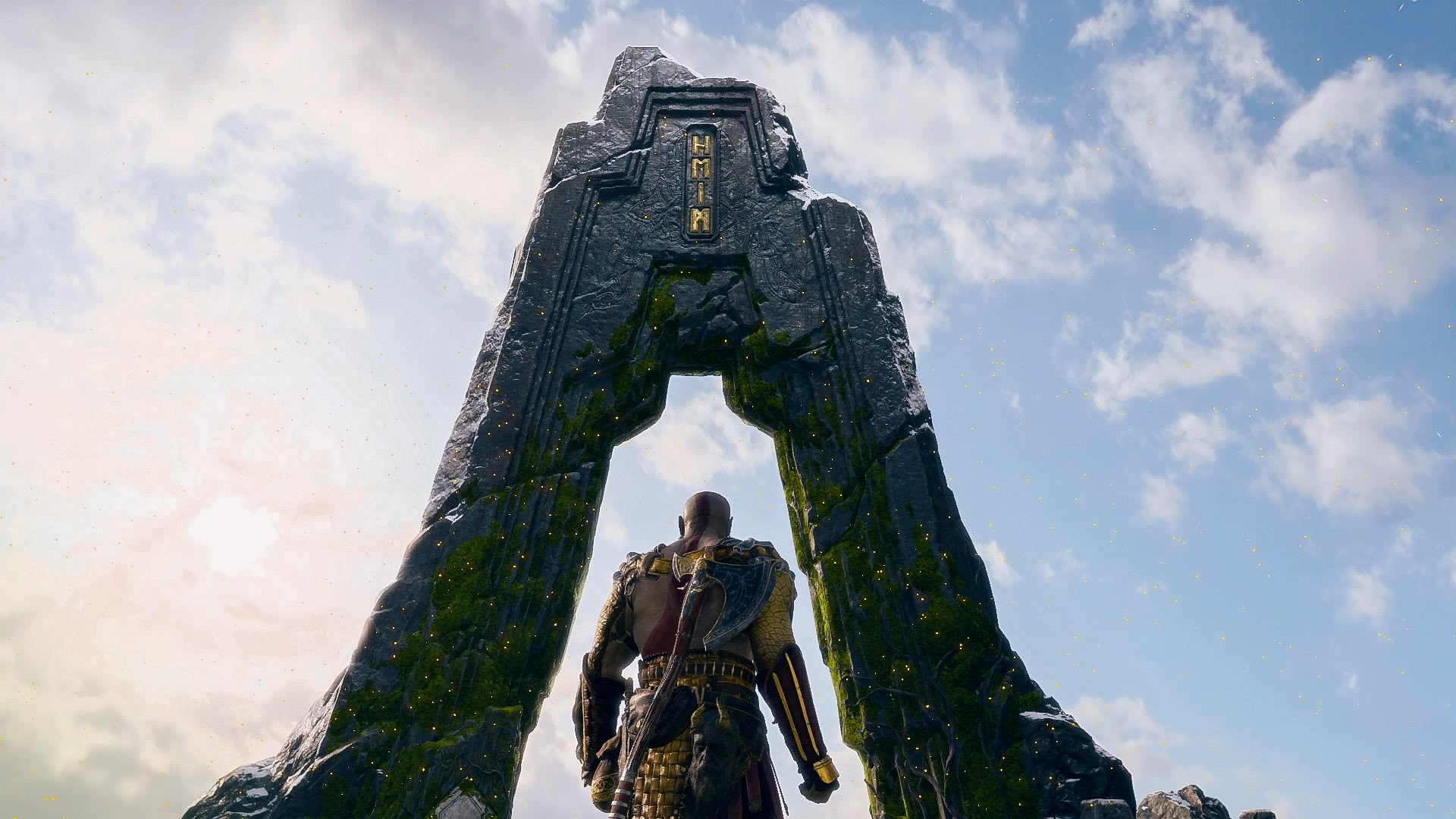 mountains, God of War (2018), fantasy armor, video games, screen shot, God of War, people, Kratos, digital art, Fantasy Architecture, weapon, PlayStation 4, HD Wallpaper