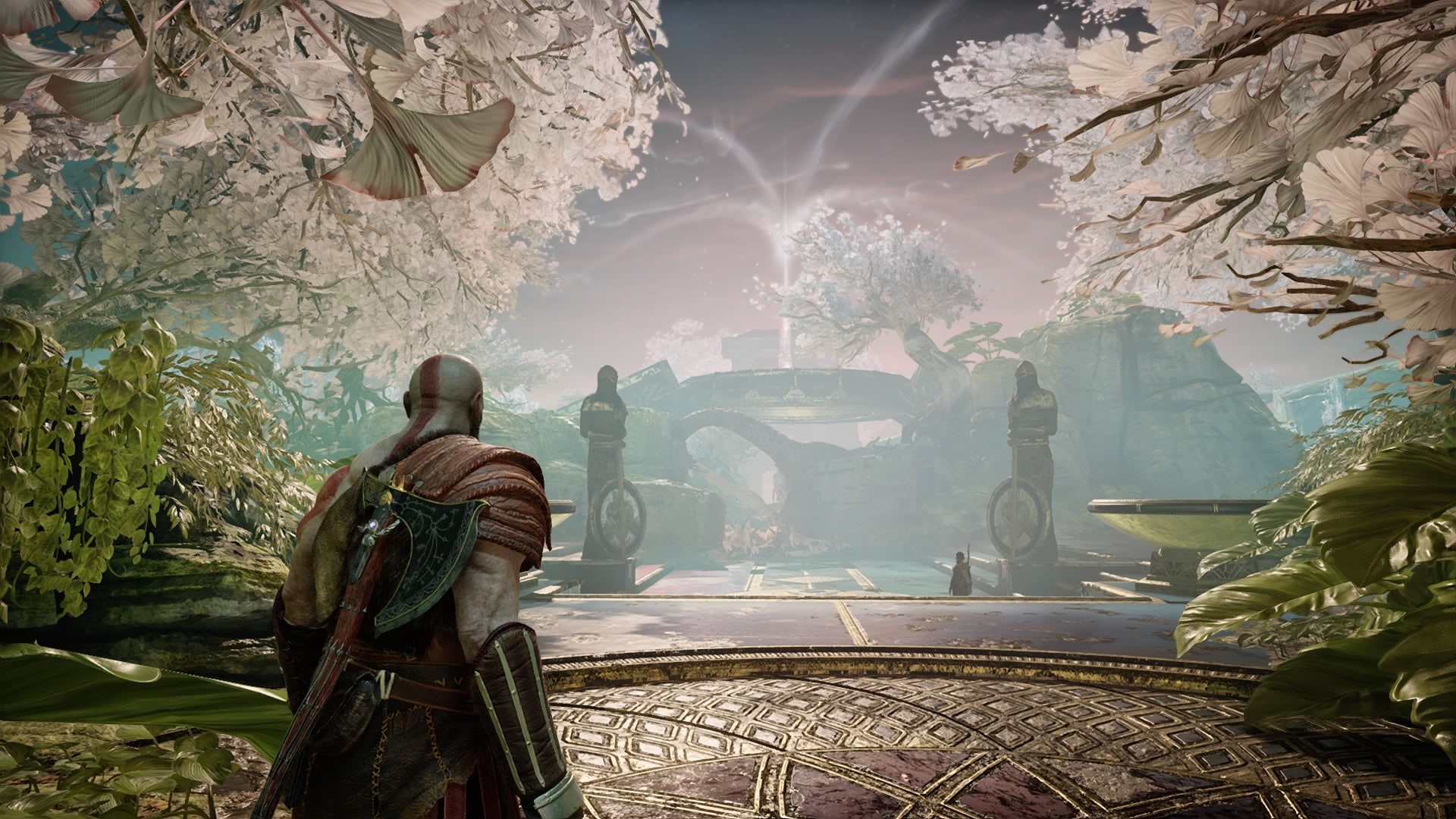 statue, tree, 1080P, plant, travel destinations, male likeness, nature, travel, day, Atreus, beauty in nature, transportation, God of War (2018), no people, HD Wallpaper