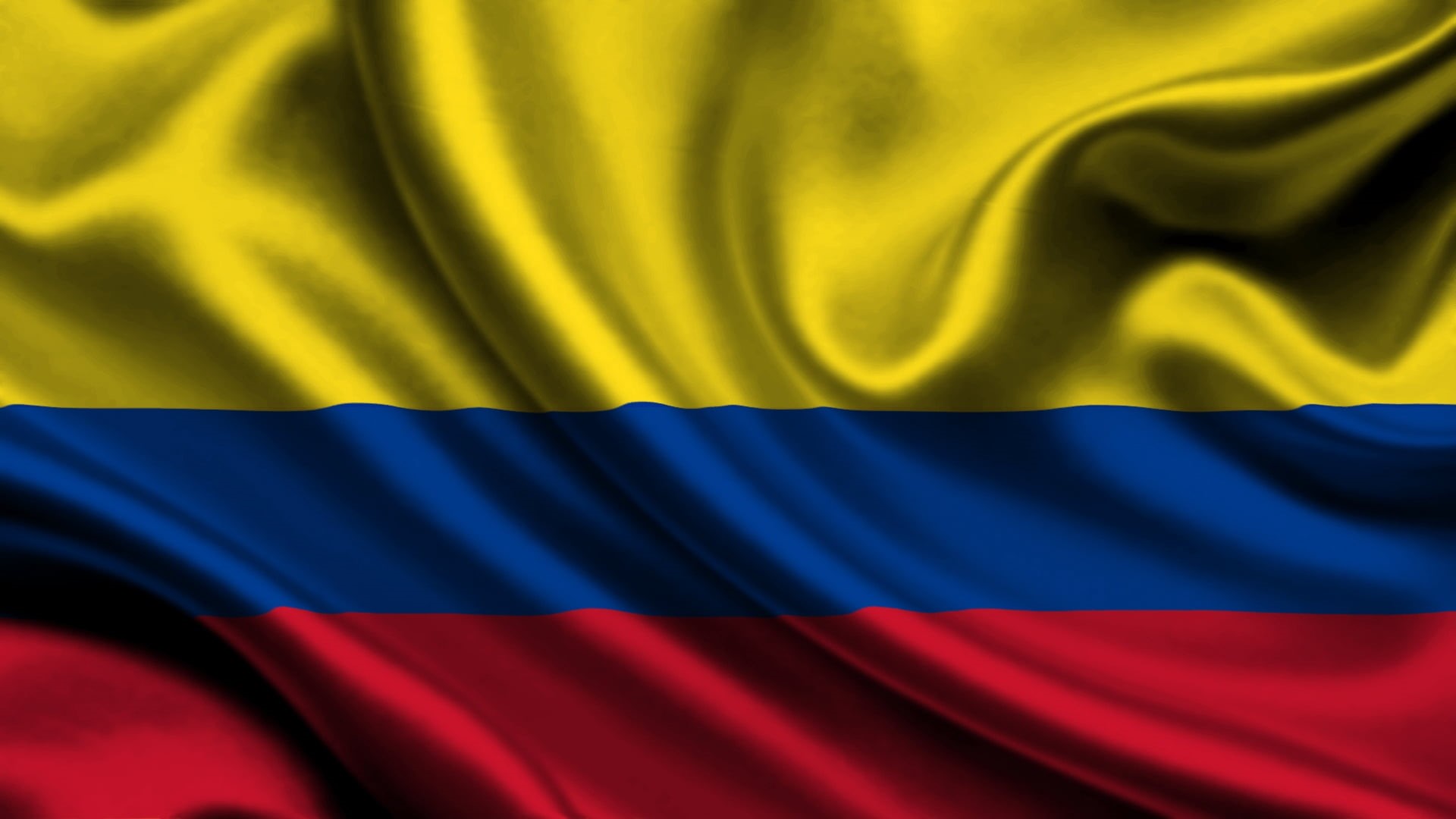 flag, full frame, rippled, backgrounds, blue, colombia, yellow, ripple, curve, pattern, shiny, symbol, bright, arts culture and entertainment, three-dimensional Shape, HD Wallpaper