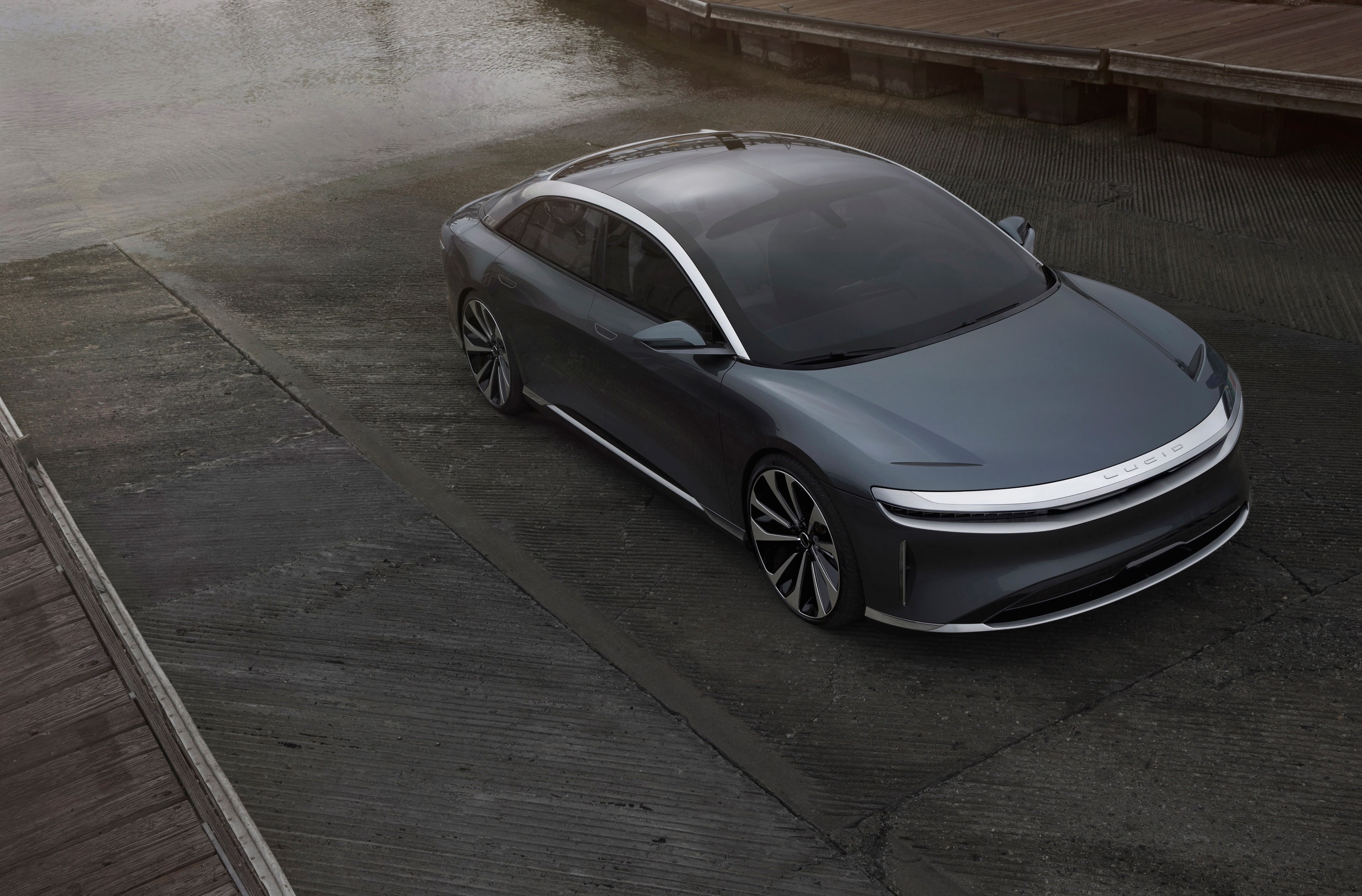 travel, outdoors, land vehicle, built structure, architecture, parking, lucid air prototype 4k  high resolution, motor vehicle, 4K, mode of transportation, HD Wallpaper