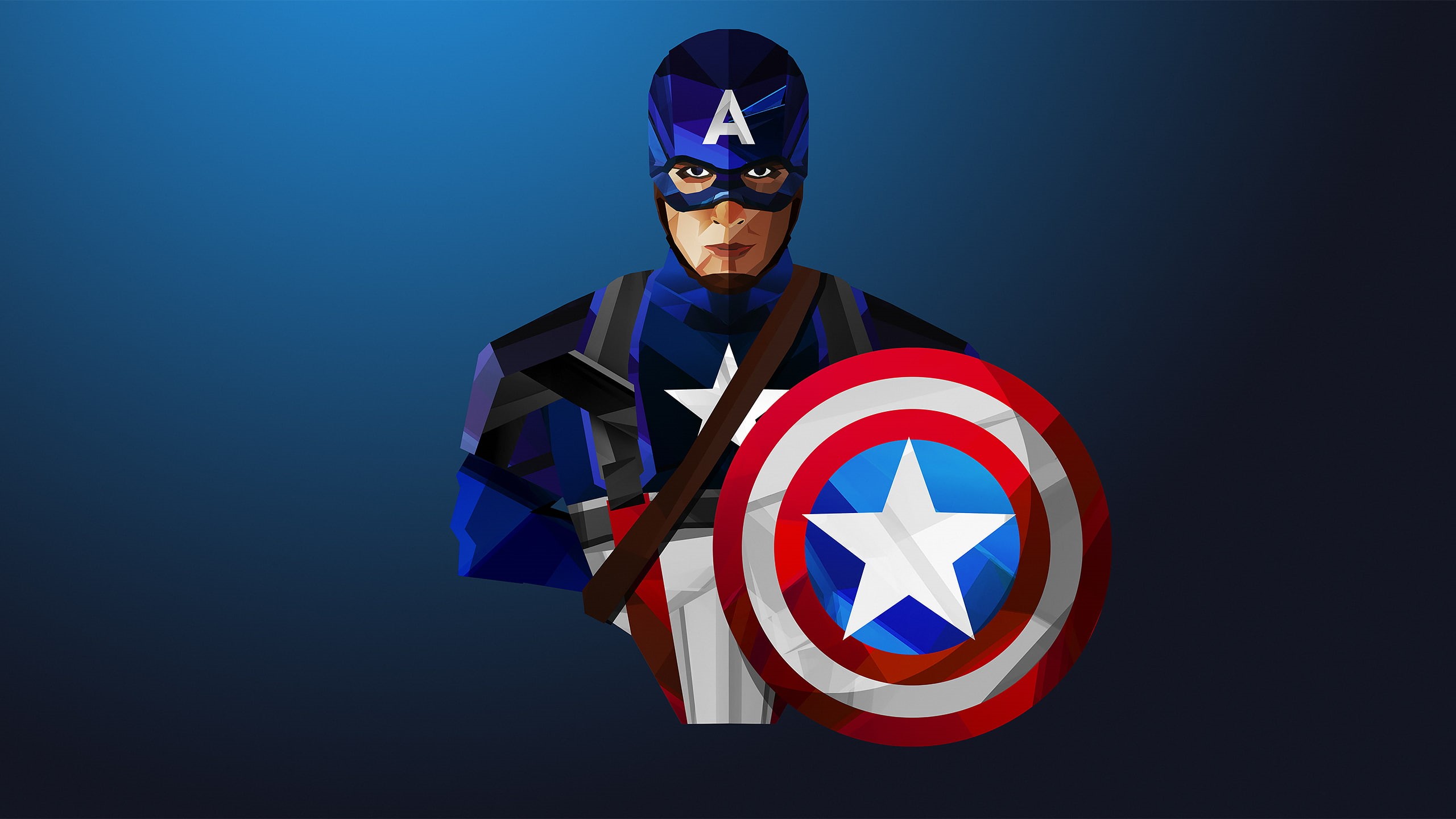 Captain, low, 2K, art, poly, America, Low-poly, HD Wallpaper