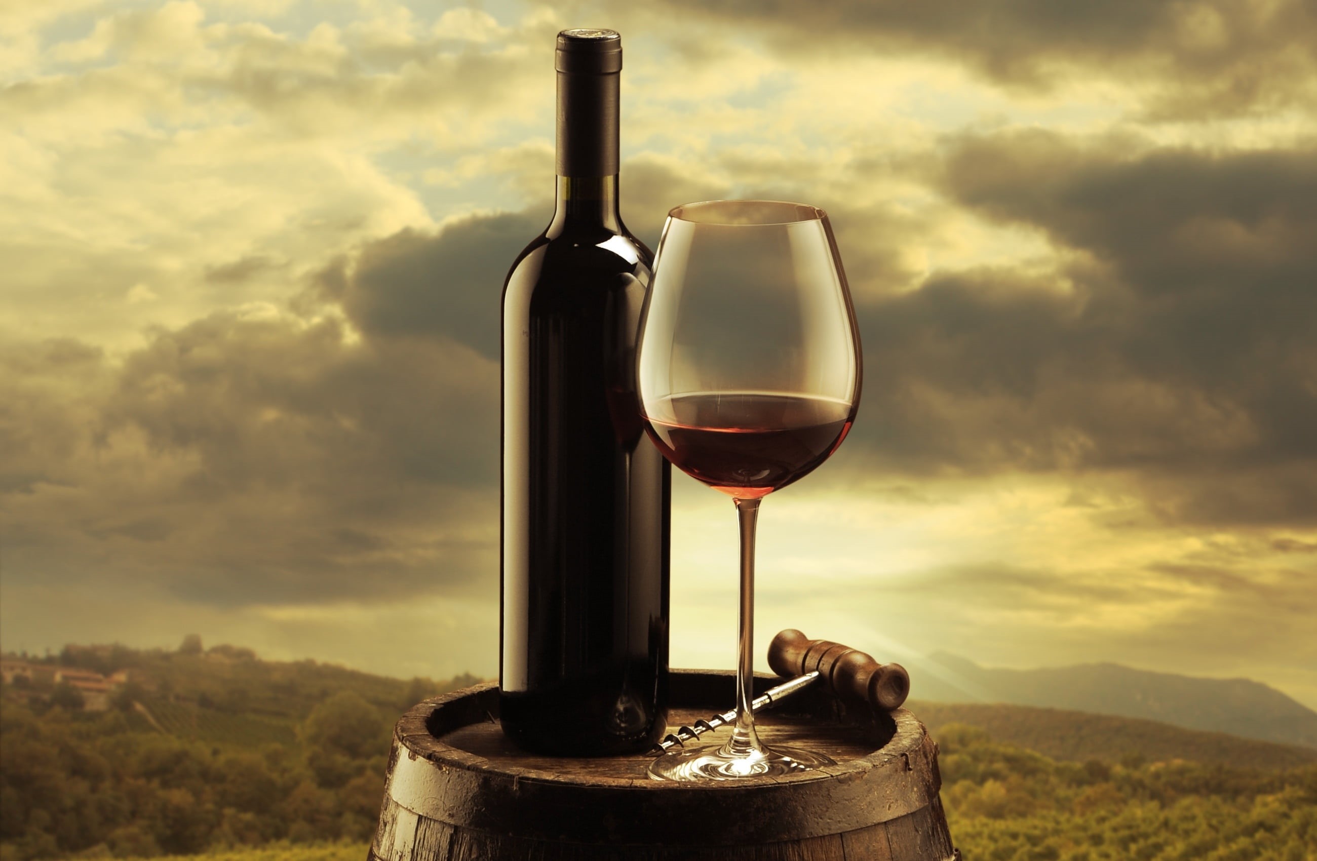 red, close-up, clear, sky, no people, glass, background, refreshment, the sky, the vineyards, alcohol, cloud - sky, 2K, clouds, food and drink, glass - material, HD Wallpaper