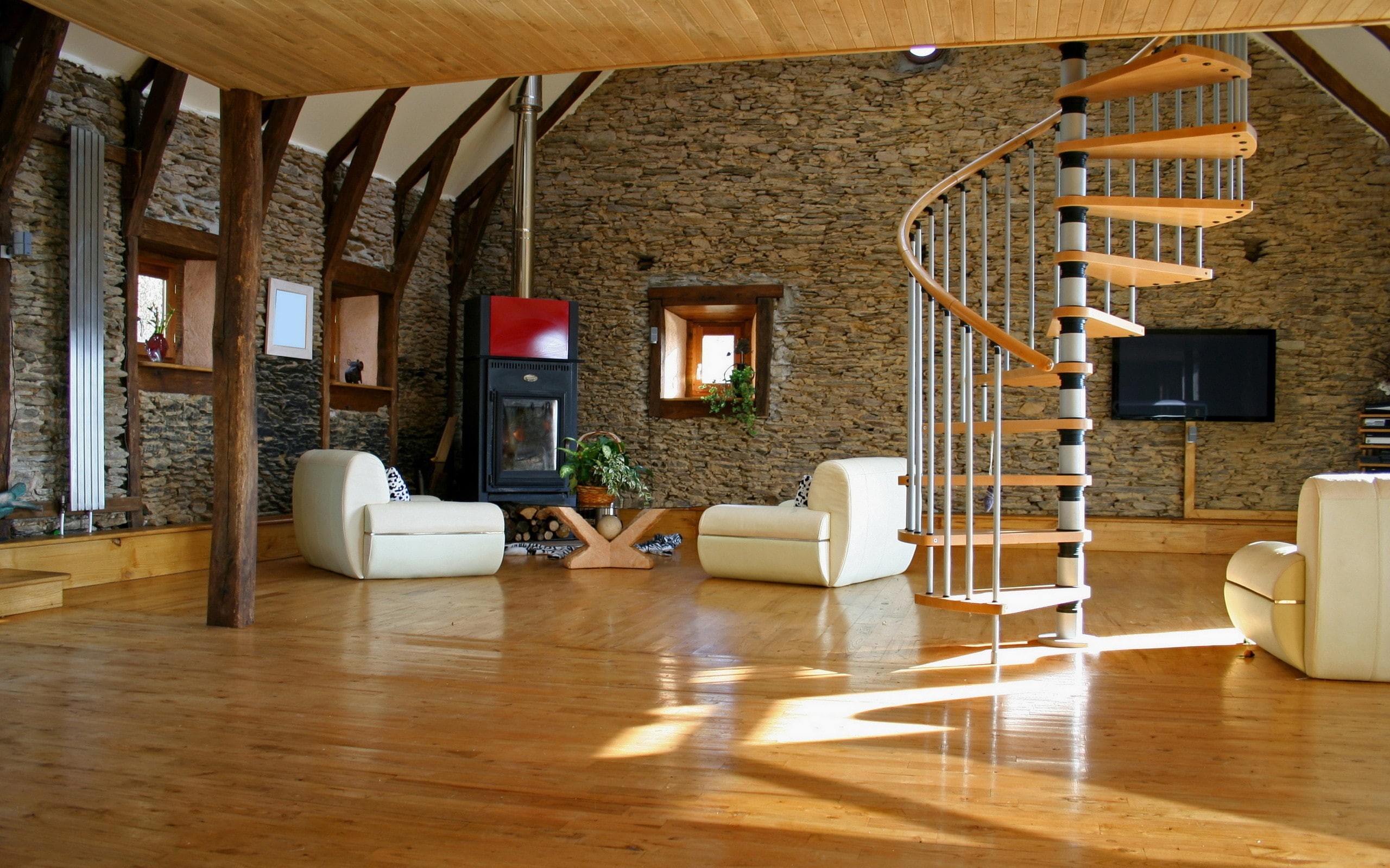 2K, wooden surface, stairs, interior design, HD Wallpaper