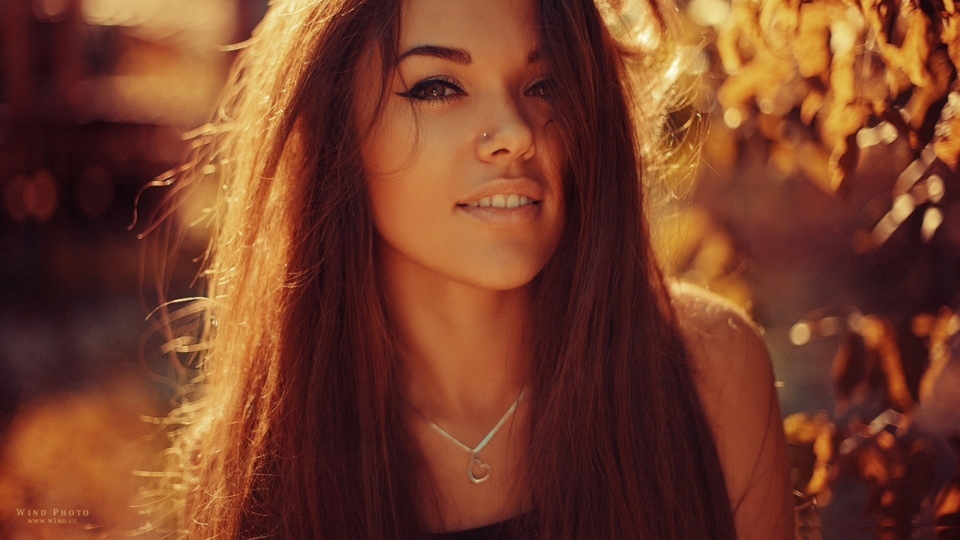 sunlight, necklaces, women, Models, art, Smiling, 1080P, faces, female, artistic, brunettes, natali, duplicate, portraits, hd, people, danish, HD Wallpaper