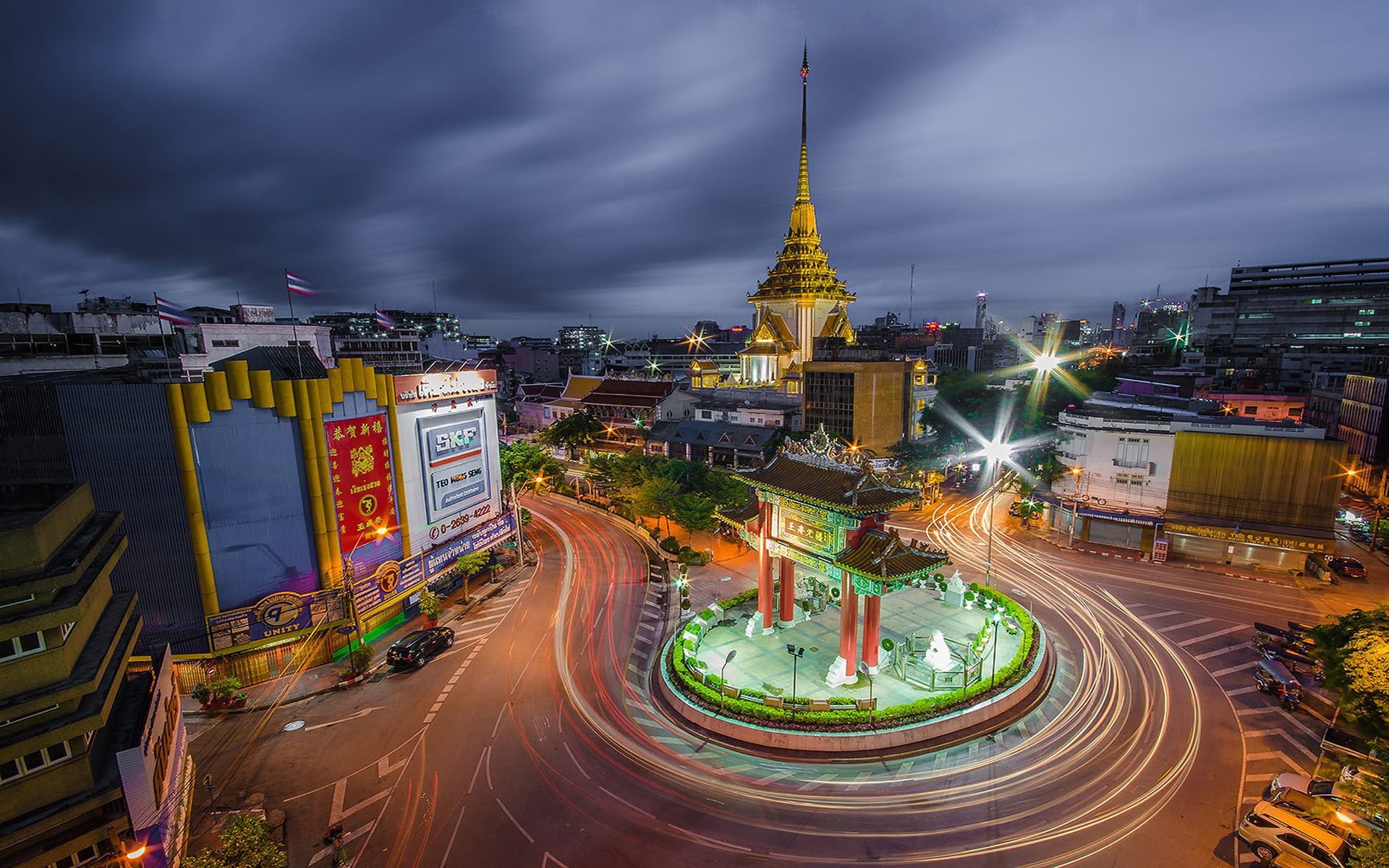 hd, tablet, arch, temple, bangkok, circle, mobile, buddha, phones, golden, chinatown, odeon, gateway, landmark, thailand, pc, 1080P, HD Wallpaper