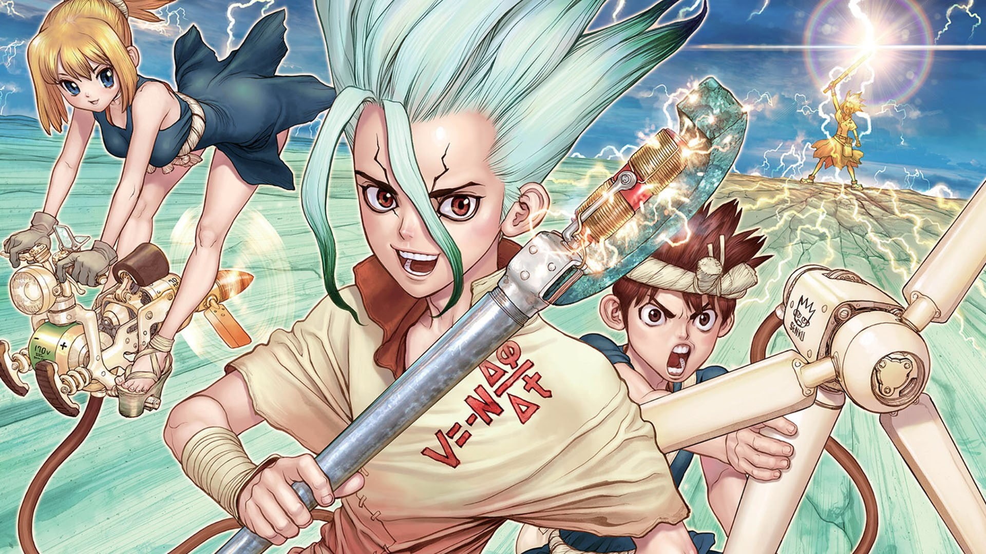 Anime, Taiju Oki, Dr. Stone, 1080P, Senku Ishigami, Yuzuriha Ogawa, HD Wallpaper