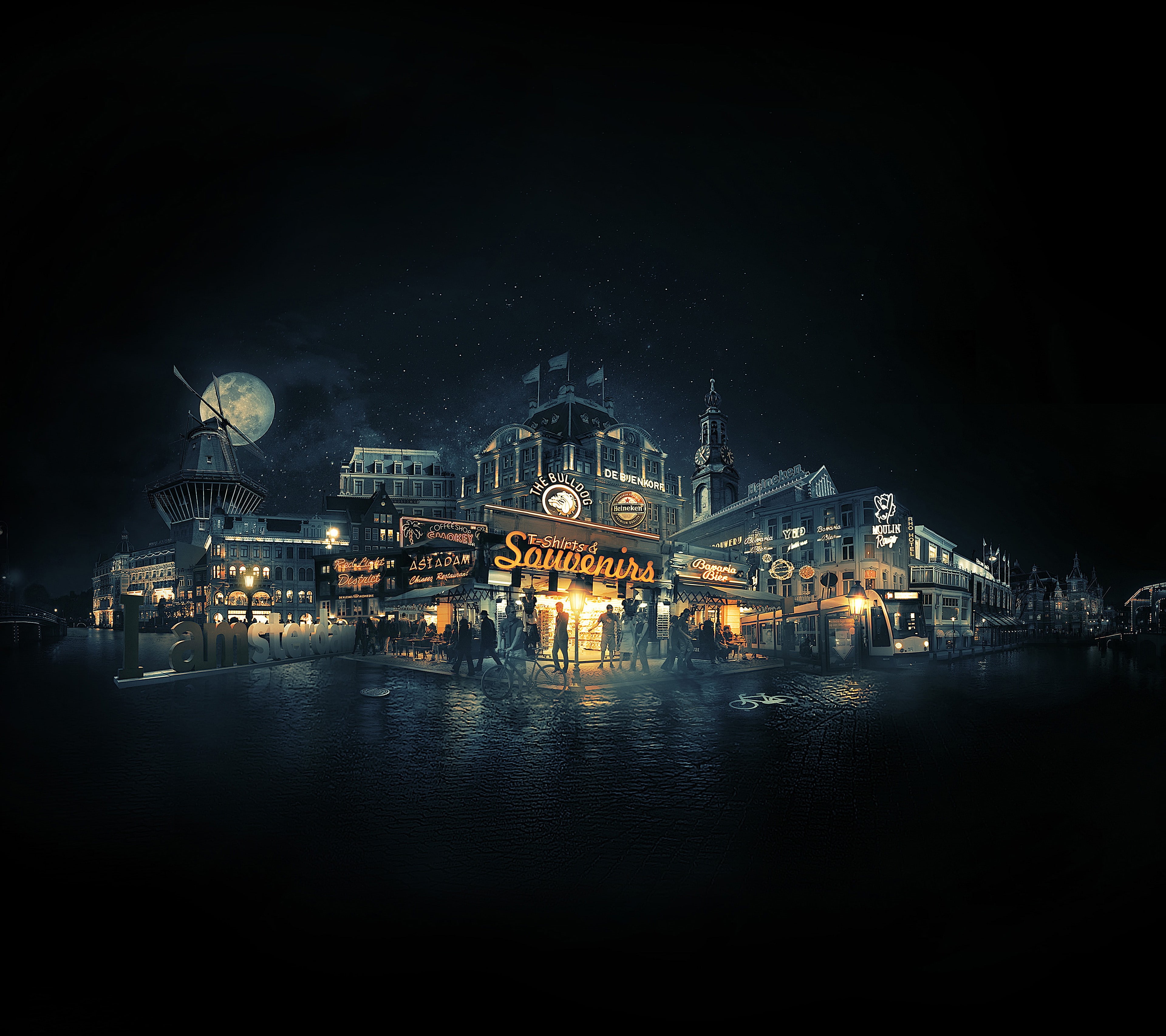 building exterior, travel destinations, 4K, dark, nature, water, arts culture and entertainment, built structure, night, 4K, Cityscape, architecture, amusement park, HD Wallpaper