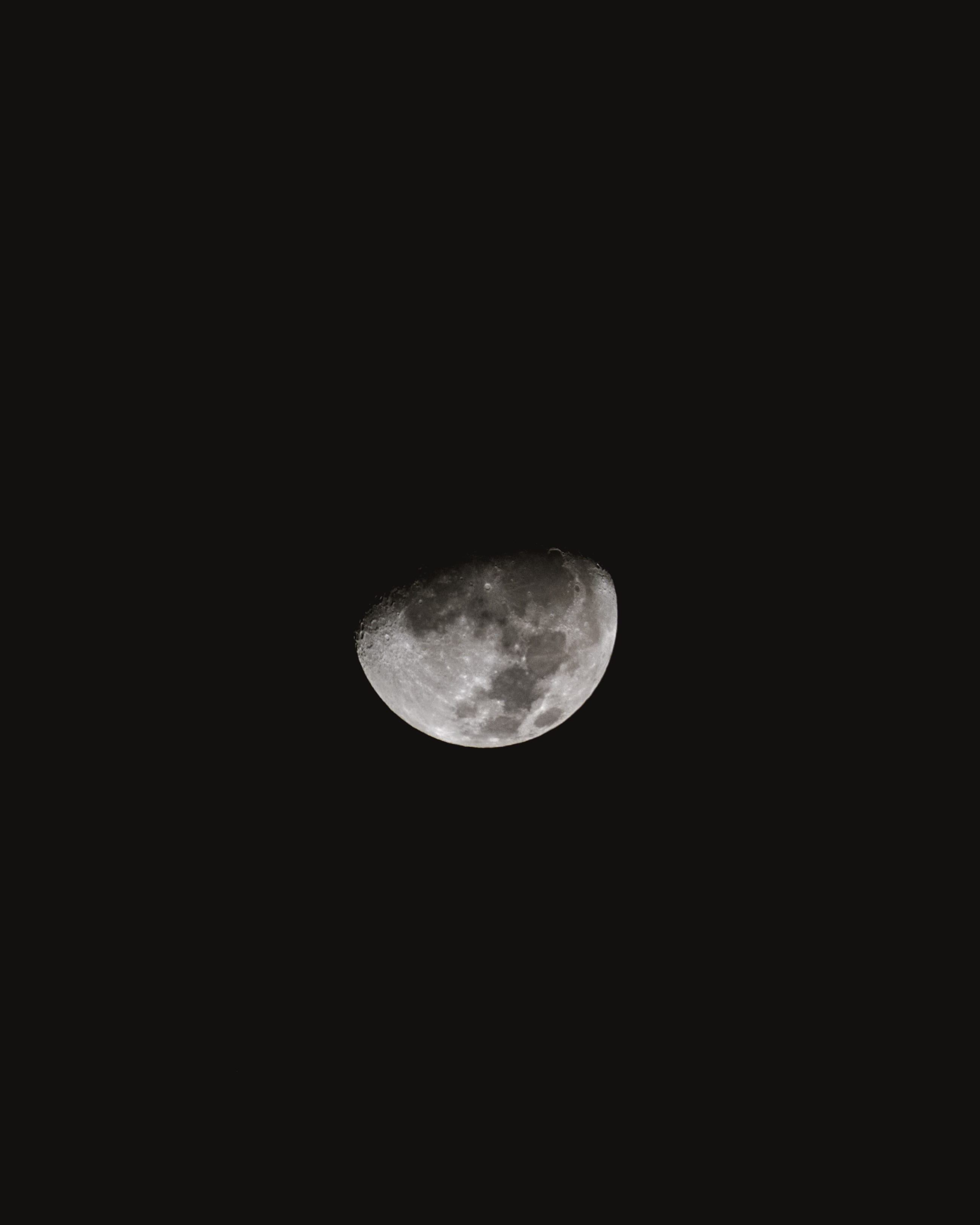 half, space and astronomy, space, beauty in nature, clear sky, 2K, astronomy, sky, idyllic, moonlight, scenics - nature, low angle view, moon, dark, phased, Phone HD Wallpaper