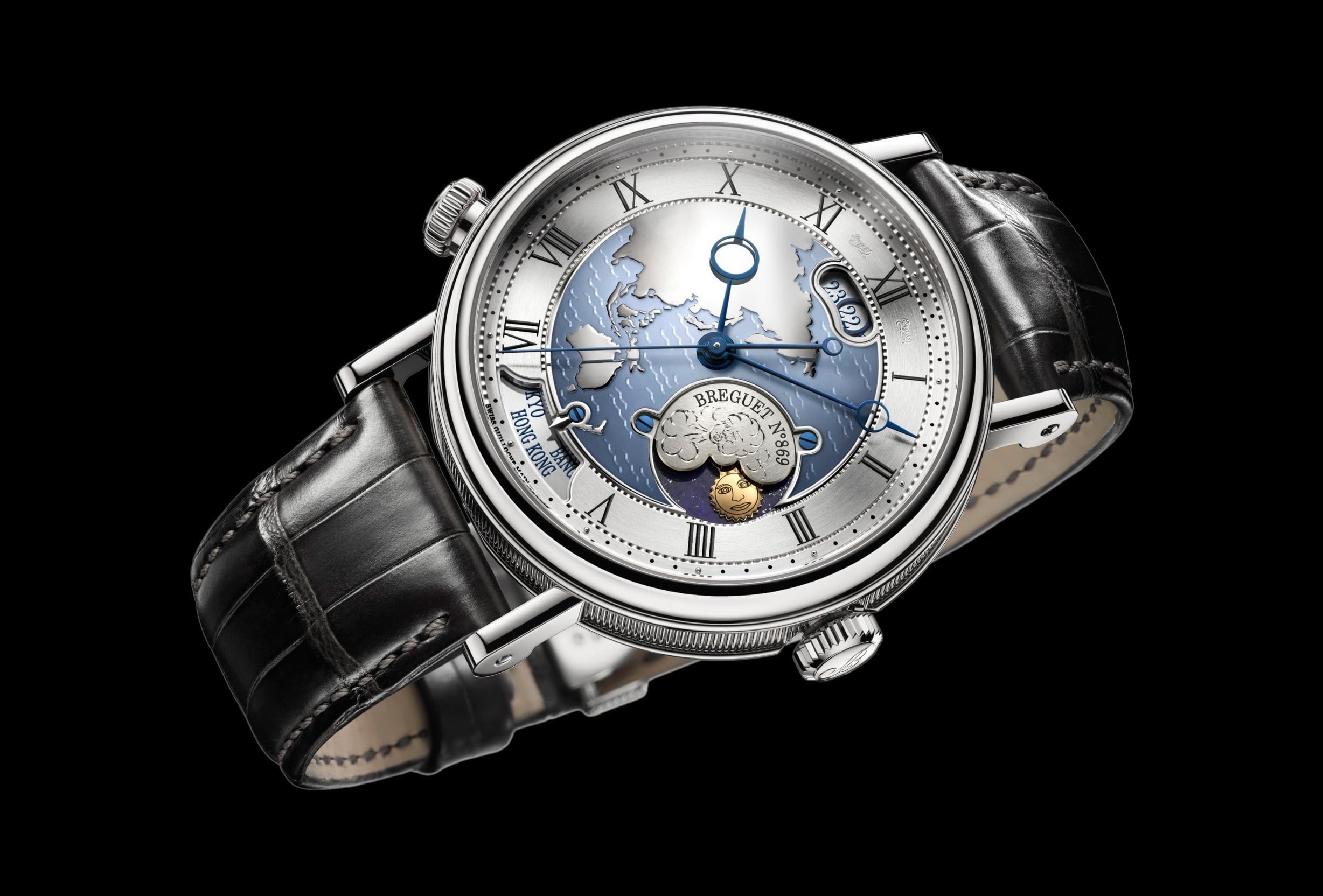 wrist, Swiss watch Breguet, Breguet, the phases of the moon, mens, time, watch, style, black background, dial, 1080P, strap, HD Wallpaper