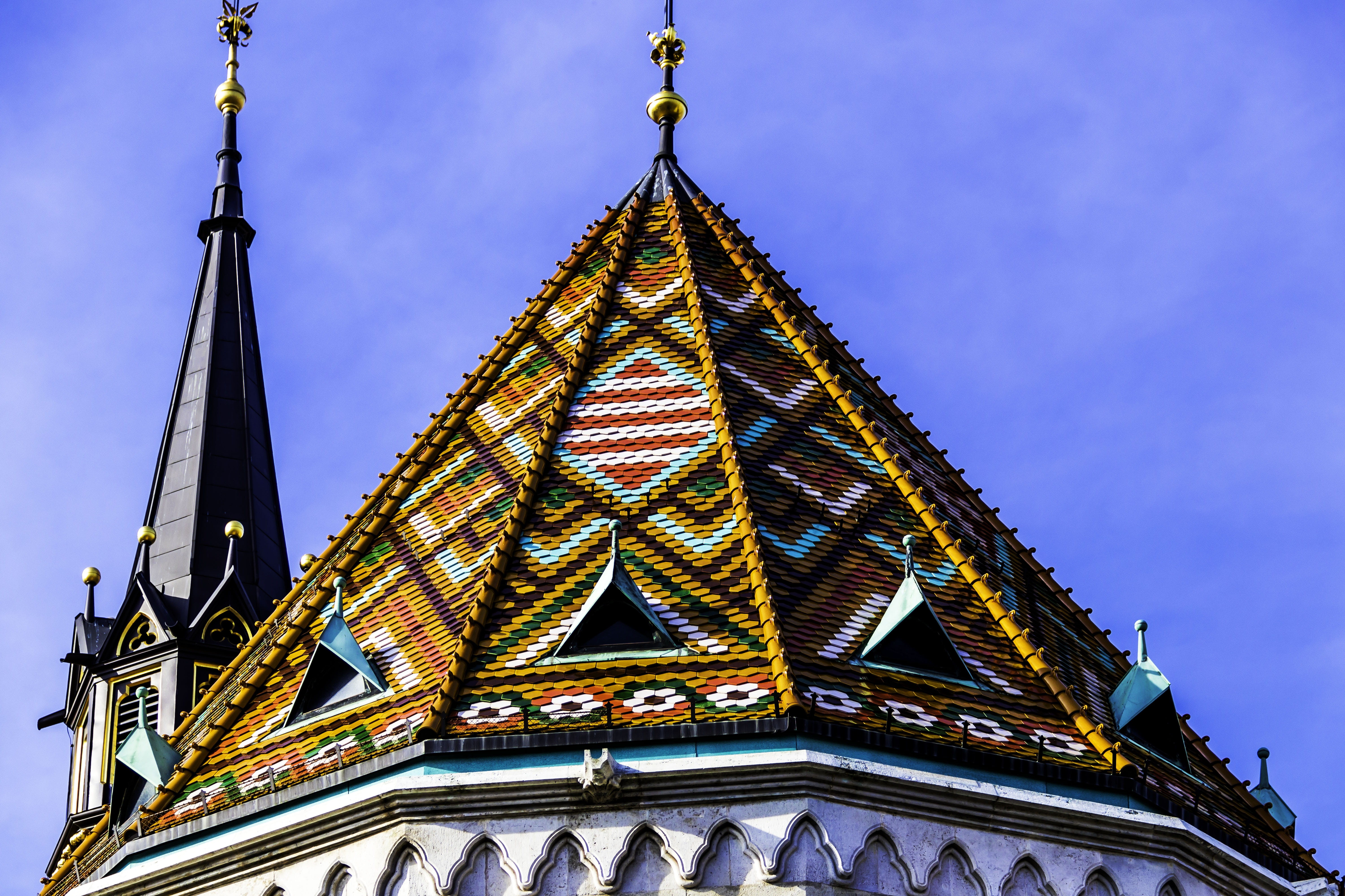 cross, belief, building exterior, sun, sacred, travel destinations, architectural feature, outdoors, spires, gypsy, travel, tourism, tower, building, sky, HD Wallpaper