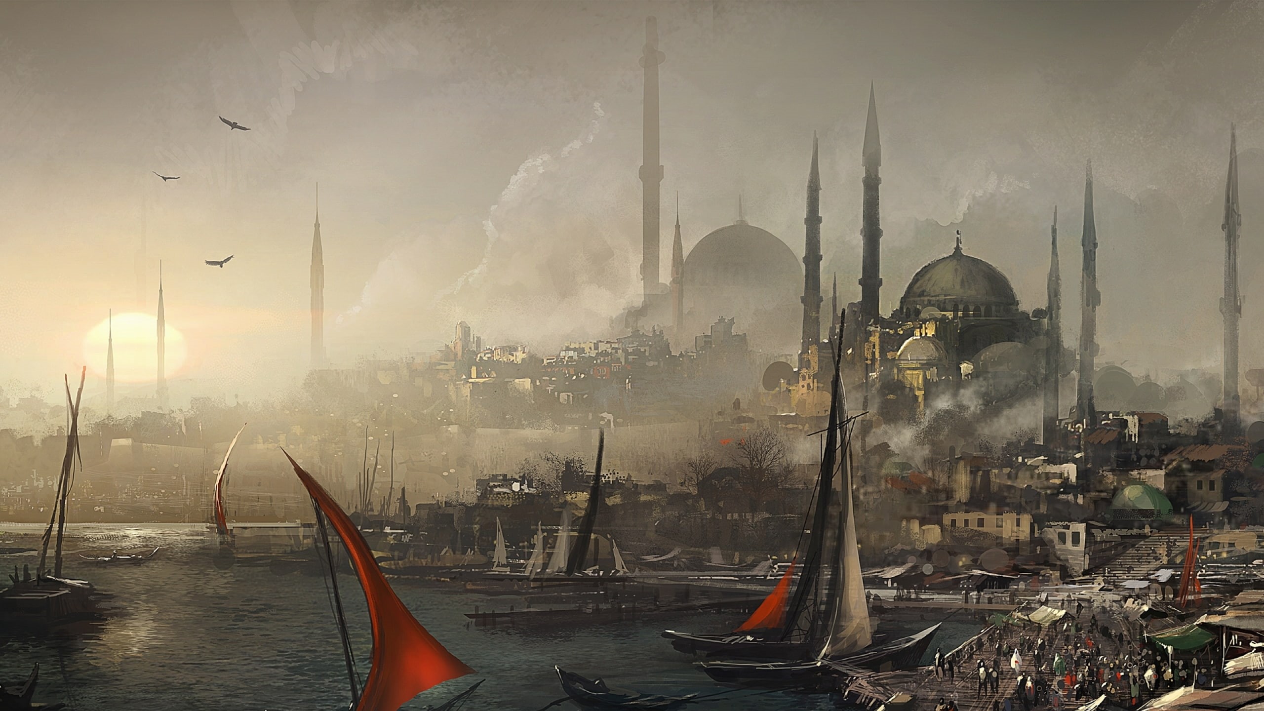 paint, 2560x1440, 2K, istanbul, ottoman, HD Wallpaper