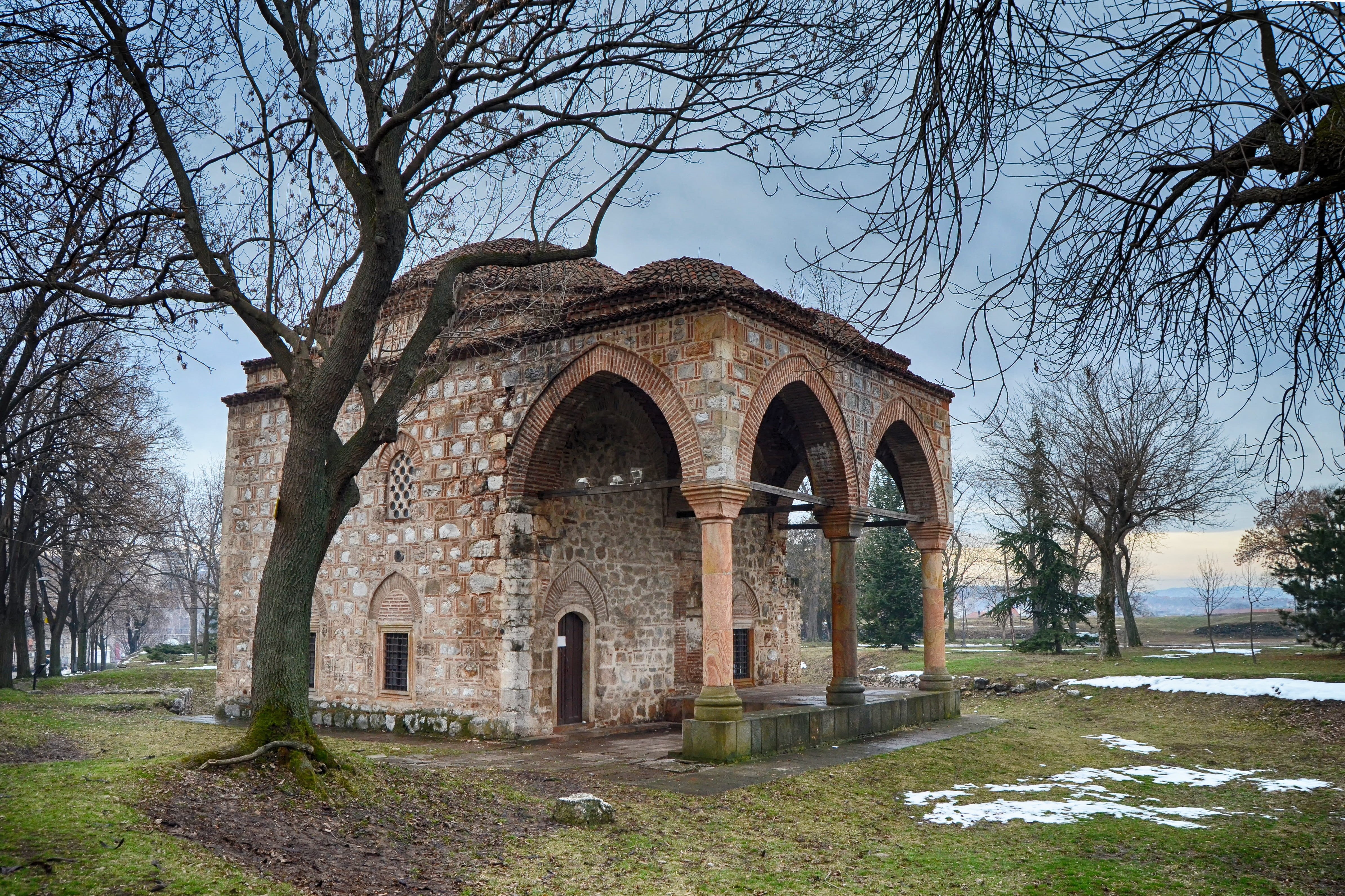 the past, grass, islam, building exterior, 4K, built structure, outdoors, bare tree, plant, sky, arch, changing seasons, ottomans, no people, nis serbia, HD Wallpaper