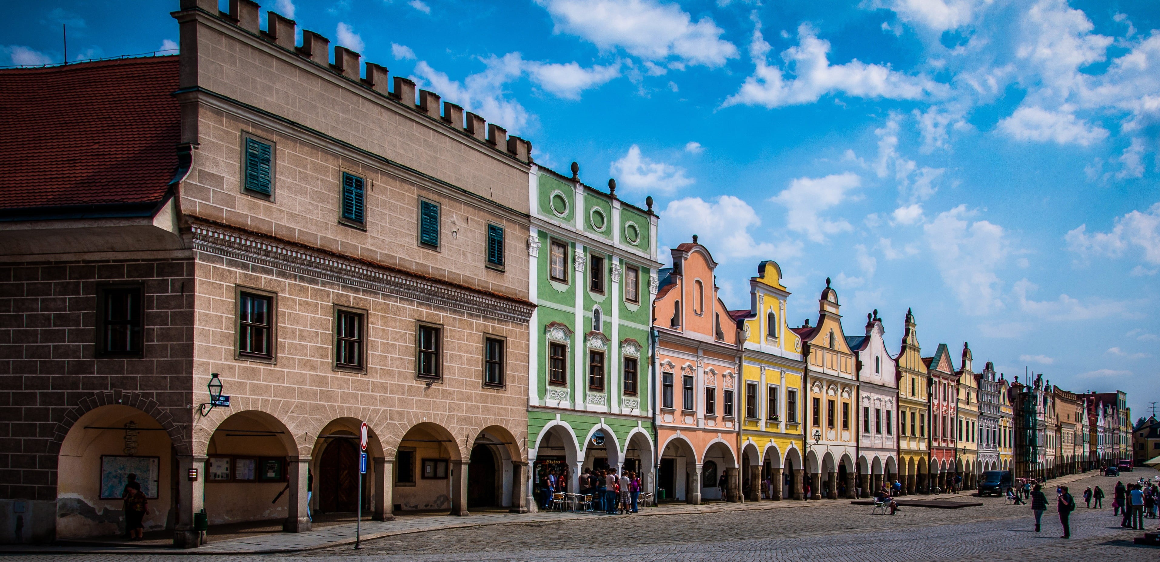 the past, street, tourism, building exterior, travel destinations, 2K, telč, daytime, history, outdoors, window, concrete, city, brown, city life, building, HD Wallpaper