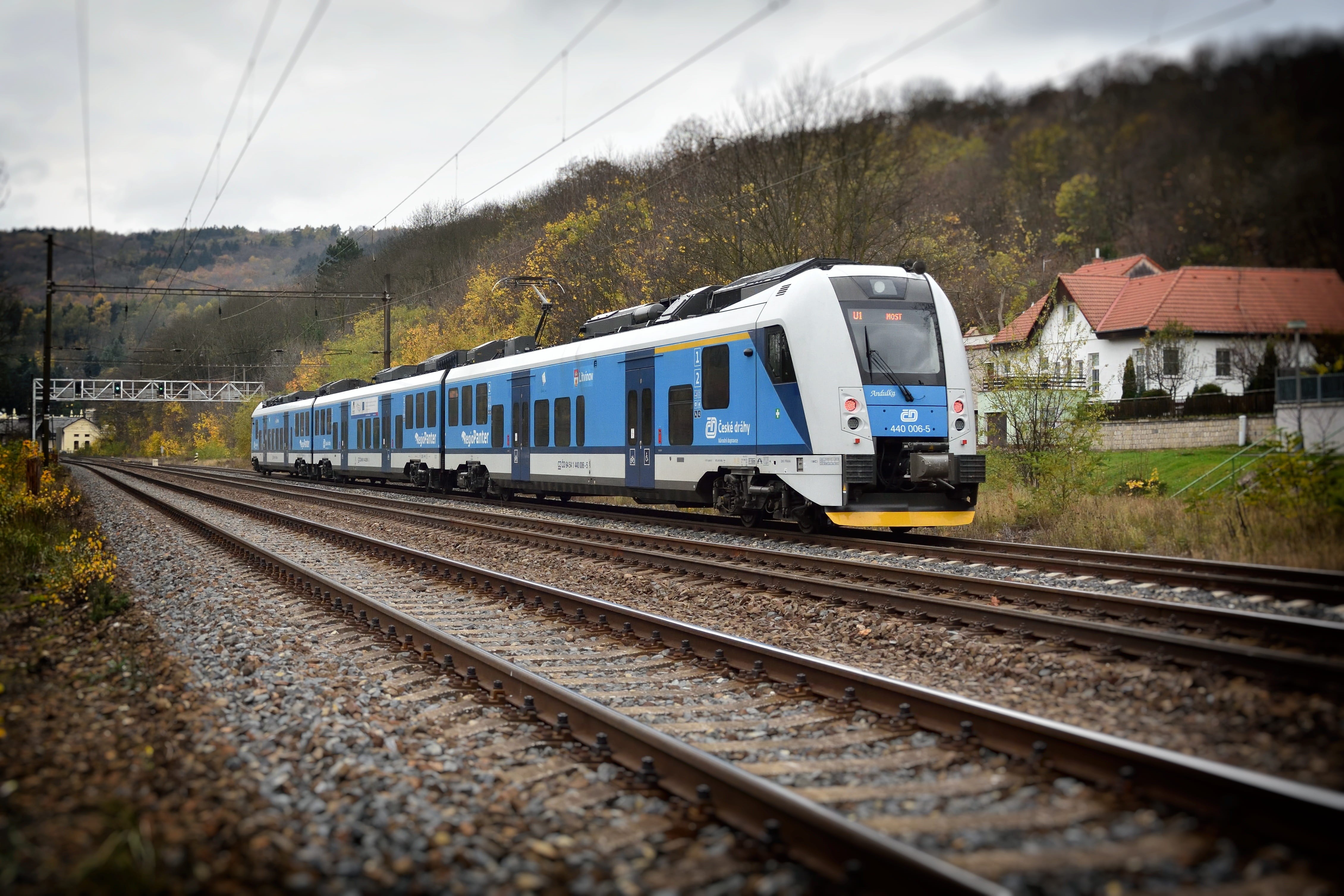 land vehicle, no people, public transportation, bilina-kyselka, transportation, ties, railroad car, day, regiopanter, train, train - vehicle, czech republic, HD Wallpaper