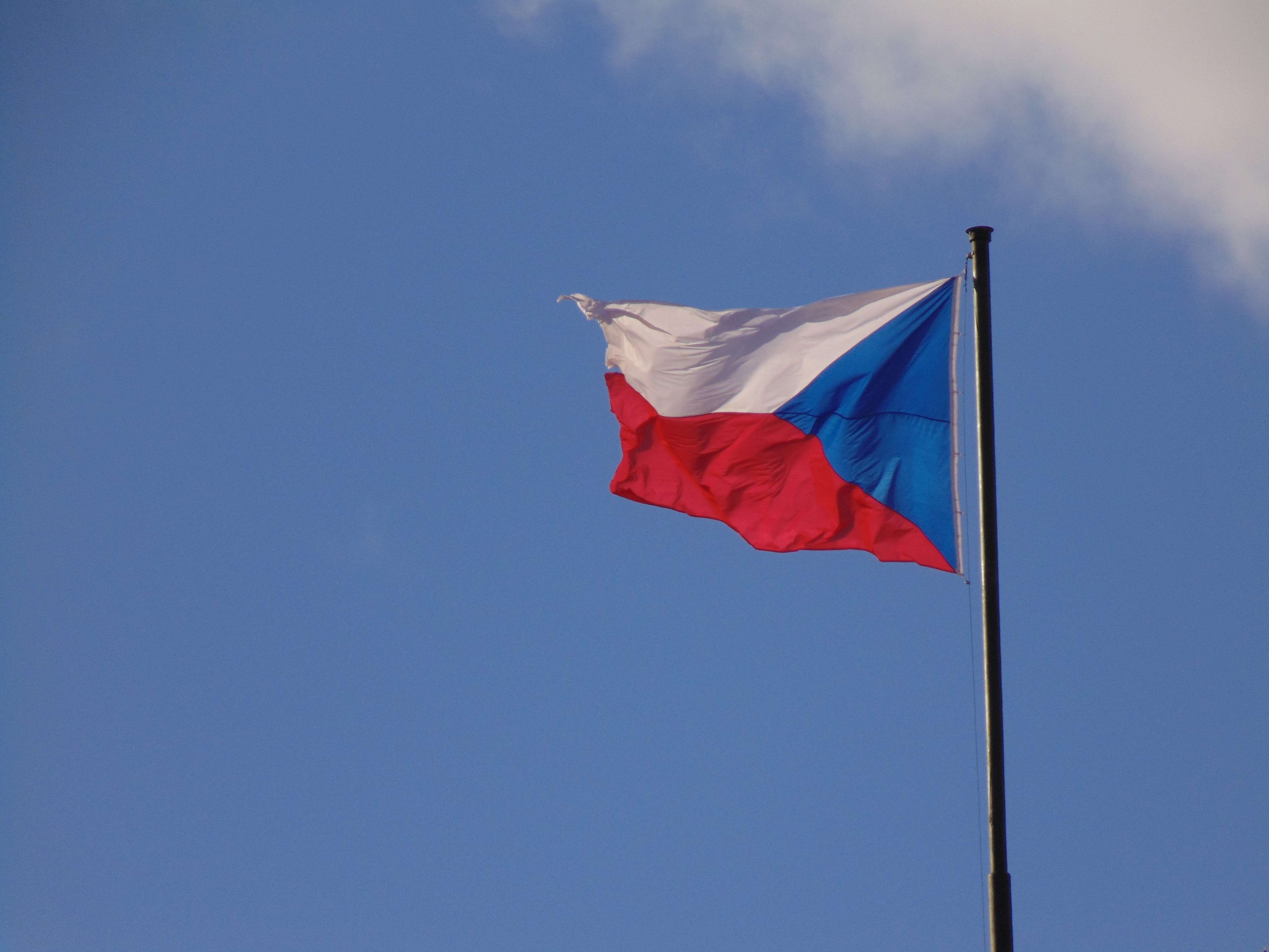 environment, no people, czech republic, emotion, bohemia, copy space, sky, czechia, symbol, low angle view, outdoors, red, wind, pride, blue, national icon, HD Wallpaper