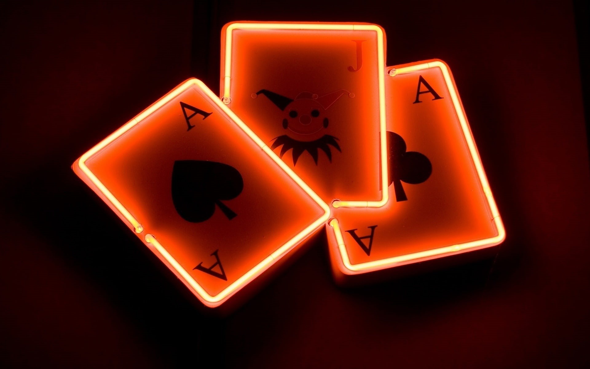lighted, poker, decor, playing, 1080P, card, three, light, games, cards, HD Wallpaper