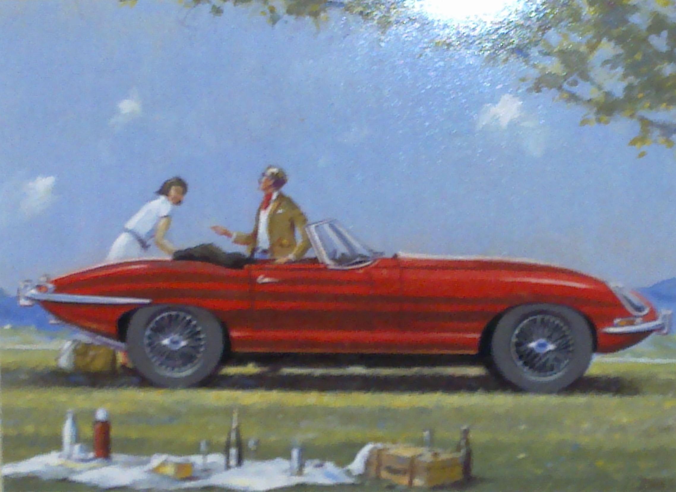 1080P, picnic, jaguar, woman, rag top, summer, cars, jag, sunny, HD Wallpaper