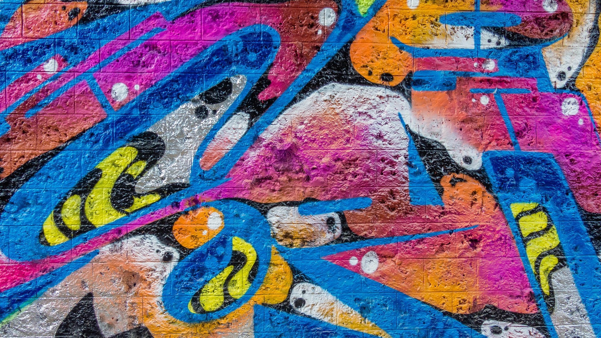 textured effect, art and craft, floral, red, day, wall - building feature, pattern, wall, artwork, 1080P, no people, architecture, bricks, colorful, street art, HD Wallpaper