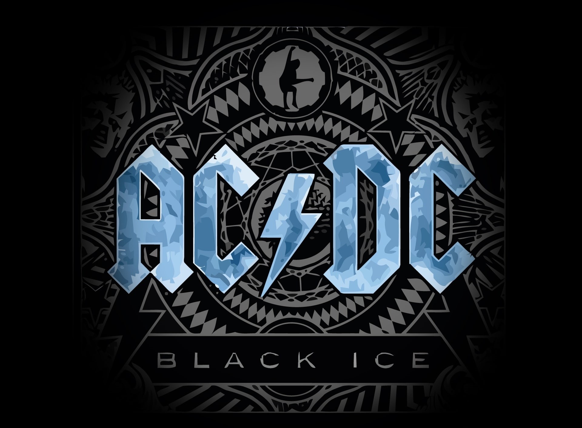 Black, blue, acdc, low angle view, ac, indoors, logo, architecture, black background, art and craft, art, capital letter, concept, western script, HD Wallpaper