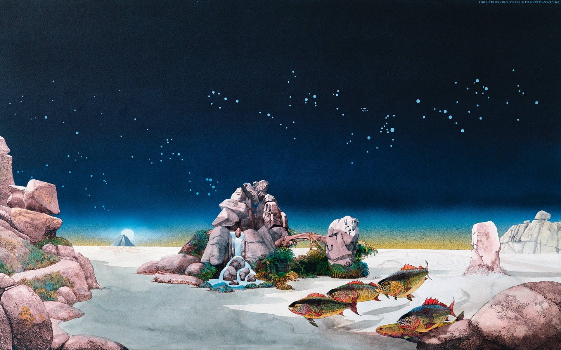 land, real people, food, 1080P, food and drink, sky, men, rock, sea, star - space, Roger Dean, digital composite, lifestyles, fantasy Art, group of people, HD Wallpaper