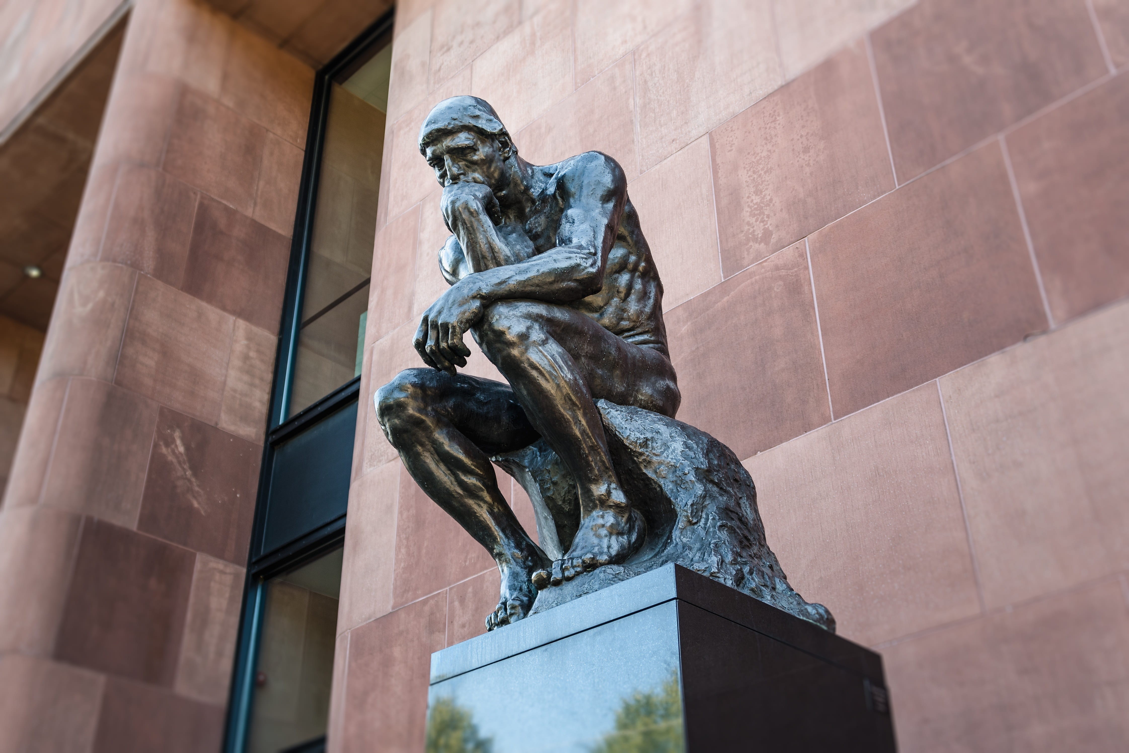 travel destinations, human, art, thinking, outdoors, metal, building exterior, art and craft, memorial, thinker, day, representation, built structure, statue, HD Wallpaper