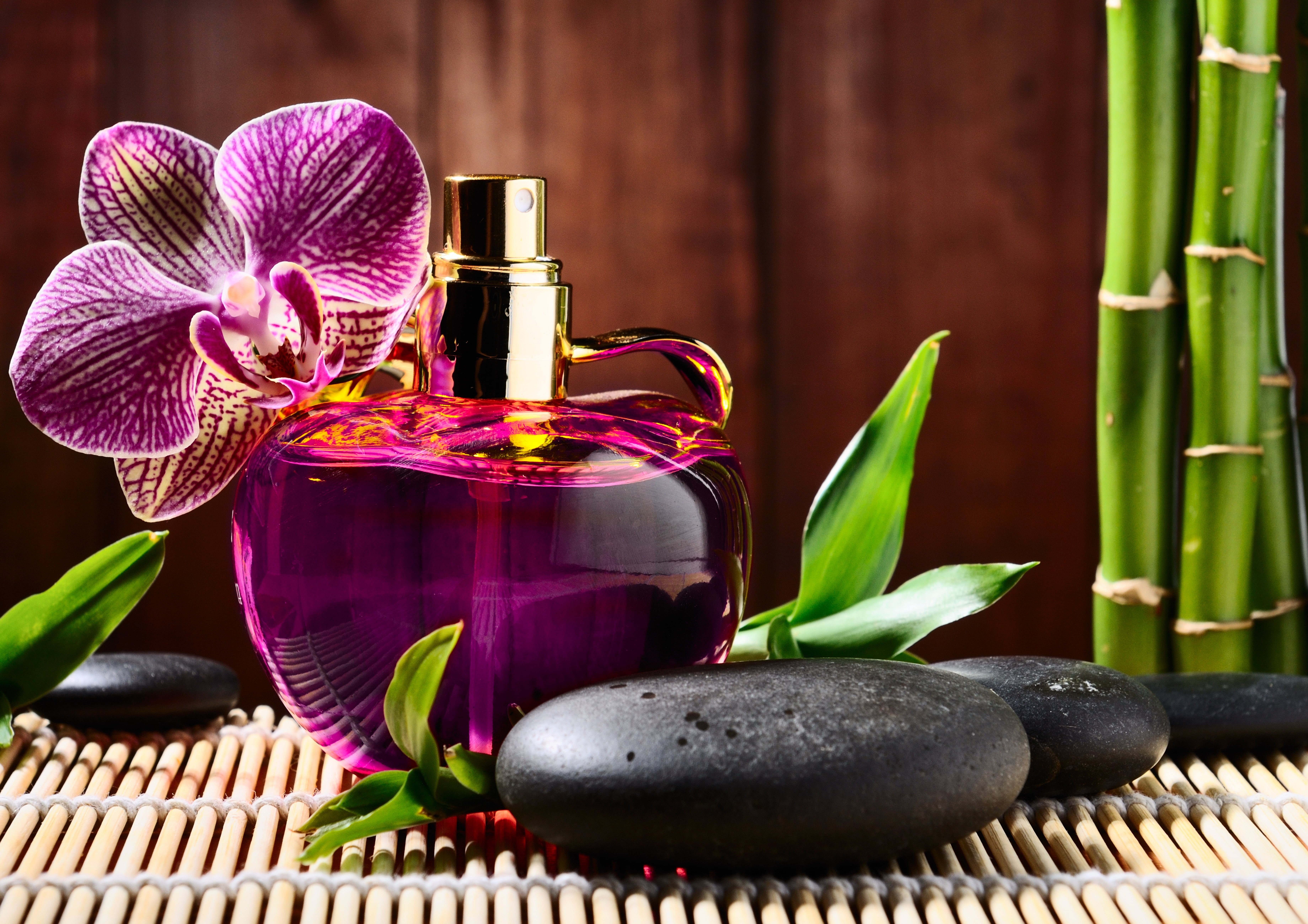 no People, herb, medicine, wood - Material, scented, plant, bottle, alternative Therapy, 5K, beauty in nature, focus on foreground, bamboo, black, spray, HD Wallpaper