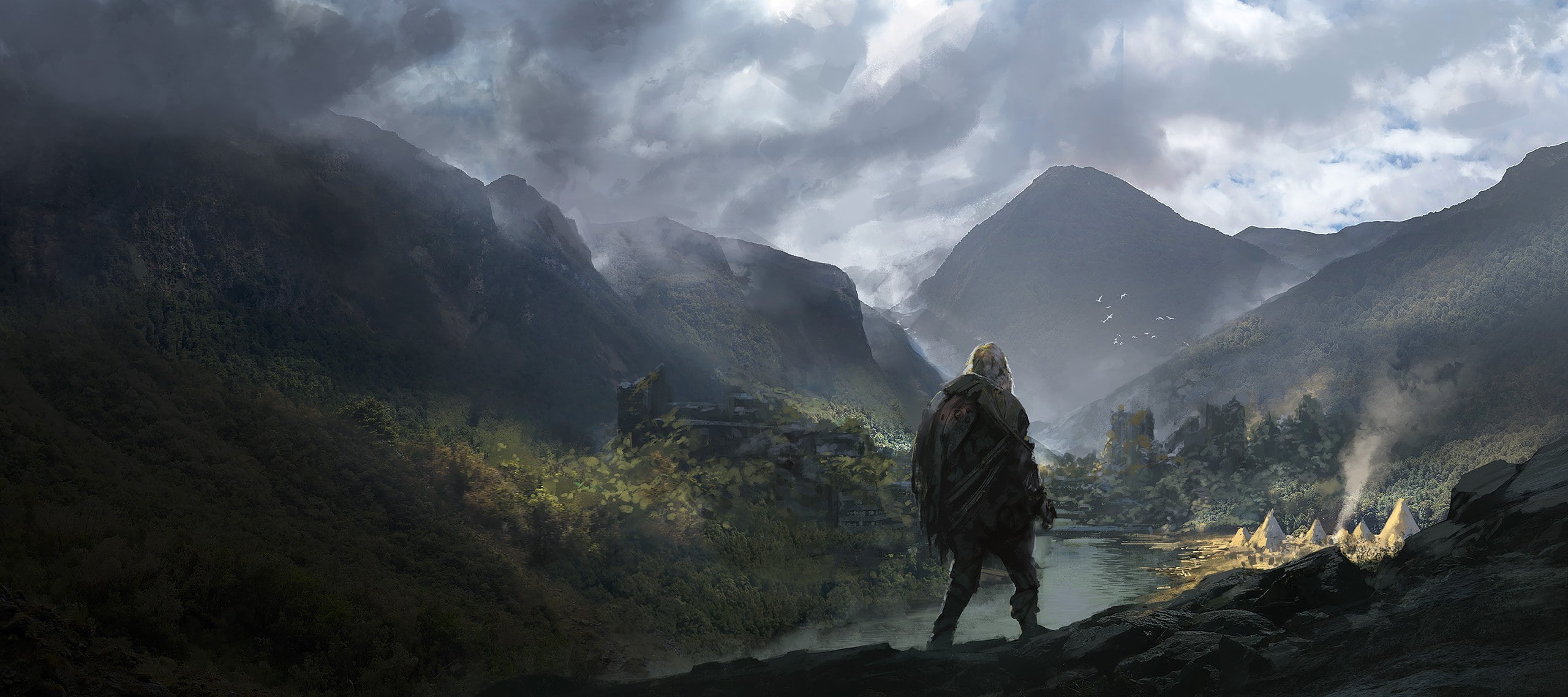 landscape, Noah Bradley, 2K, fantasy art, HD Wallpaper