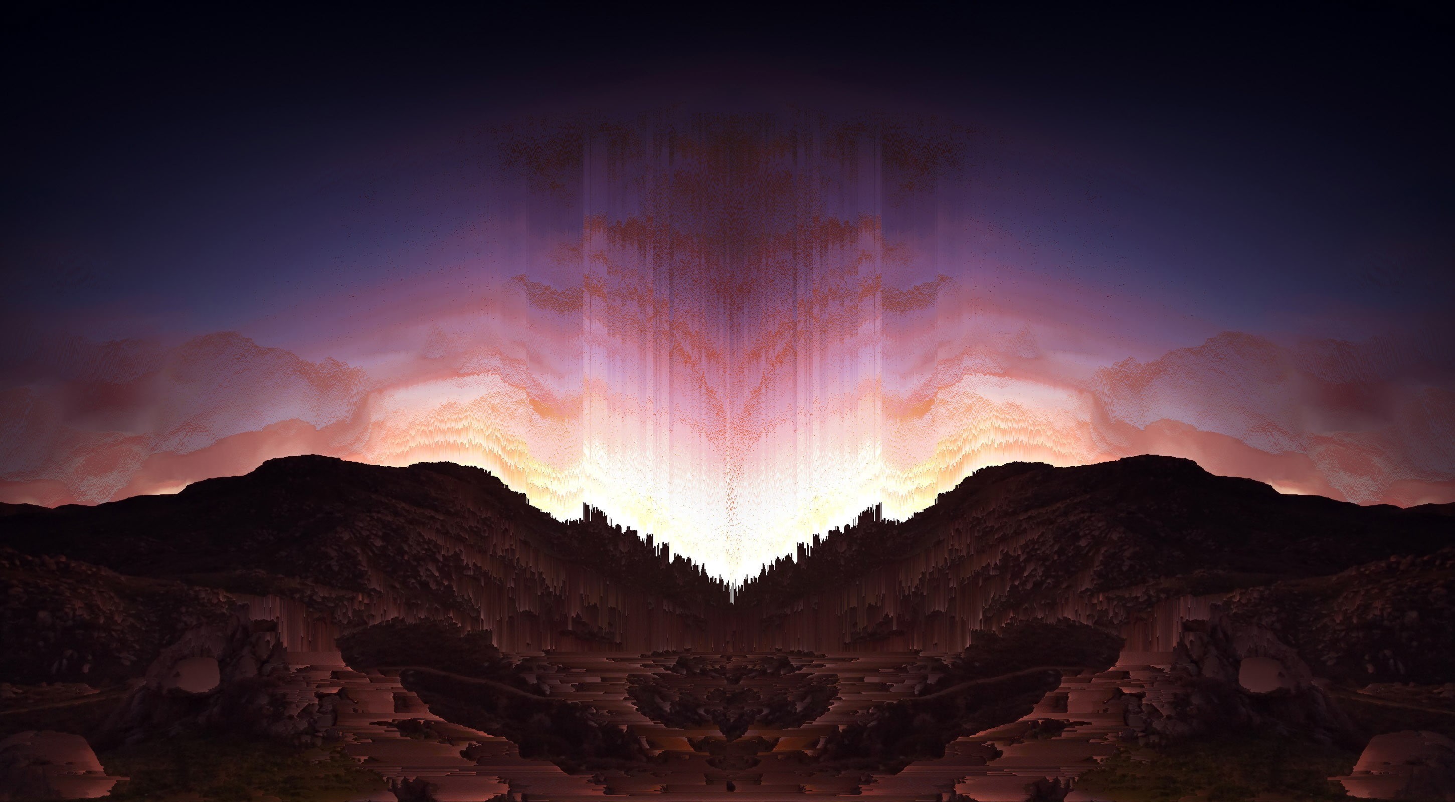 environment, eroded, 2K, solid, mountain range, tranquility, formation, digital, no people, mountain, physical geography, travel, pixel sorting, HD Wallpaper