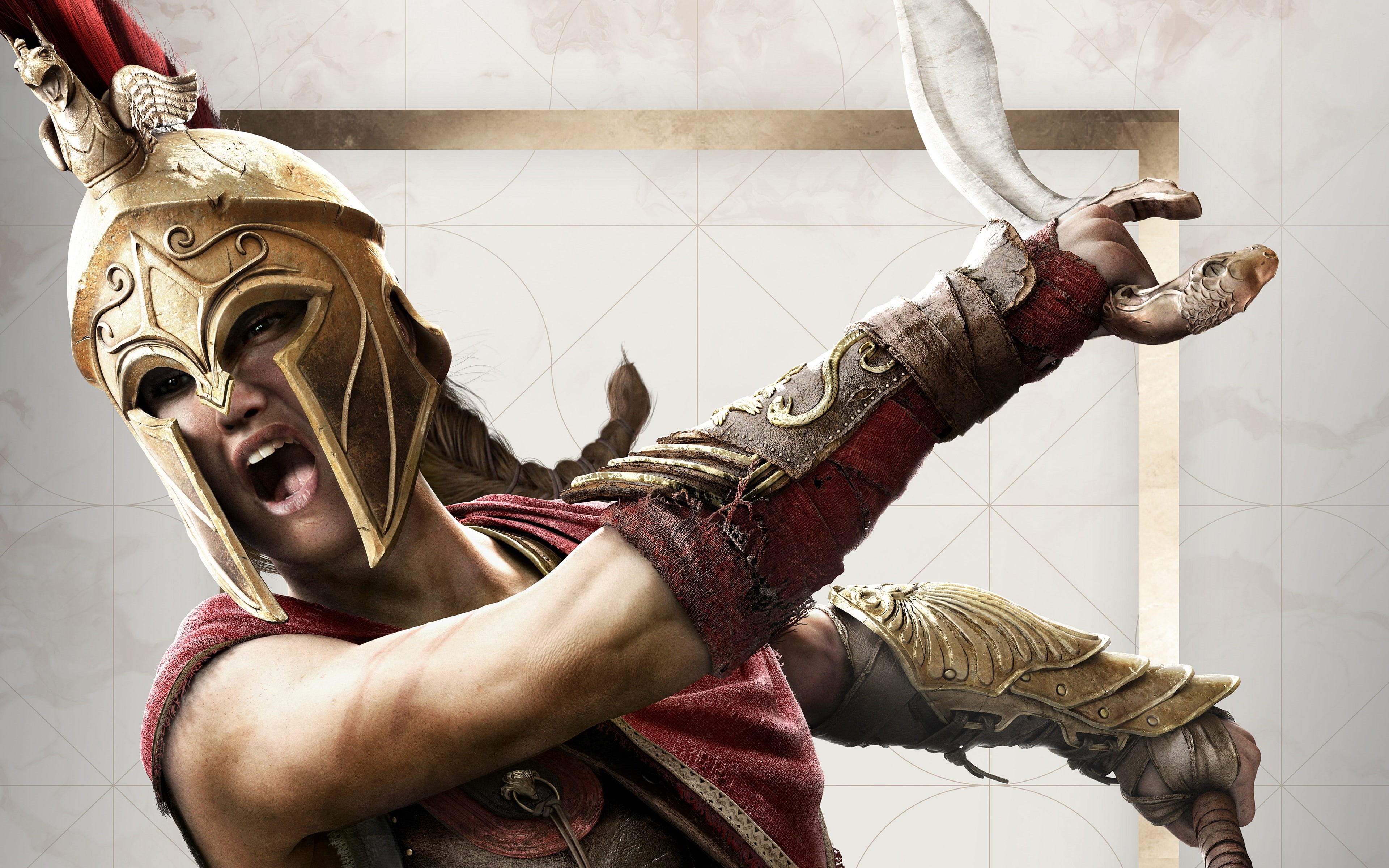 creativity, male likeness, sculpture, art and craft, craft, day, creed, ceiling, costume, real people, low angle view, assassins, indoors, kassandra, odyssey, HD Wallpaper