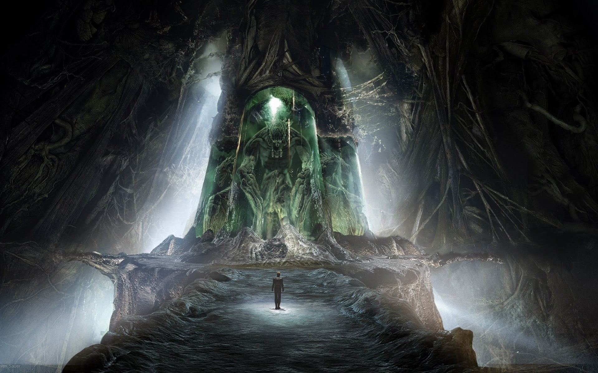 stalactite, old, one person, rainforest, motion, forest, travel destinations, mystery, fantasy, religion, capsule, spooky, flowing, power in nature, grotto - Cave, HD Wallpaper