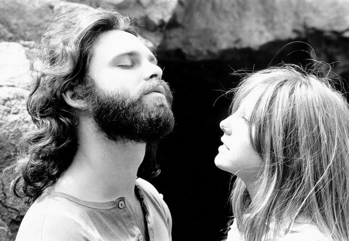 bonding, profile view, hair, headshot, togetherness, hairstyle, facial hair, rock and roll, 480P, monochrome, beards, women, positive emotion, men, Jim Morrison, HD Wallpaper