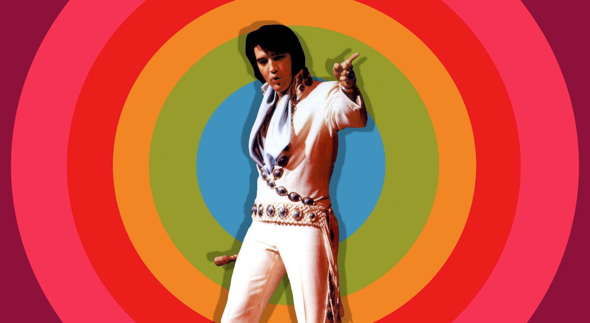 1080P, holding, colored background, beautiful woman, mid adult, pop, multi colored, red, circle, adult, elvis, now, studio shot, men, Music, young adult, HD Wallpaper