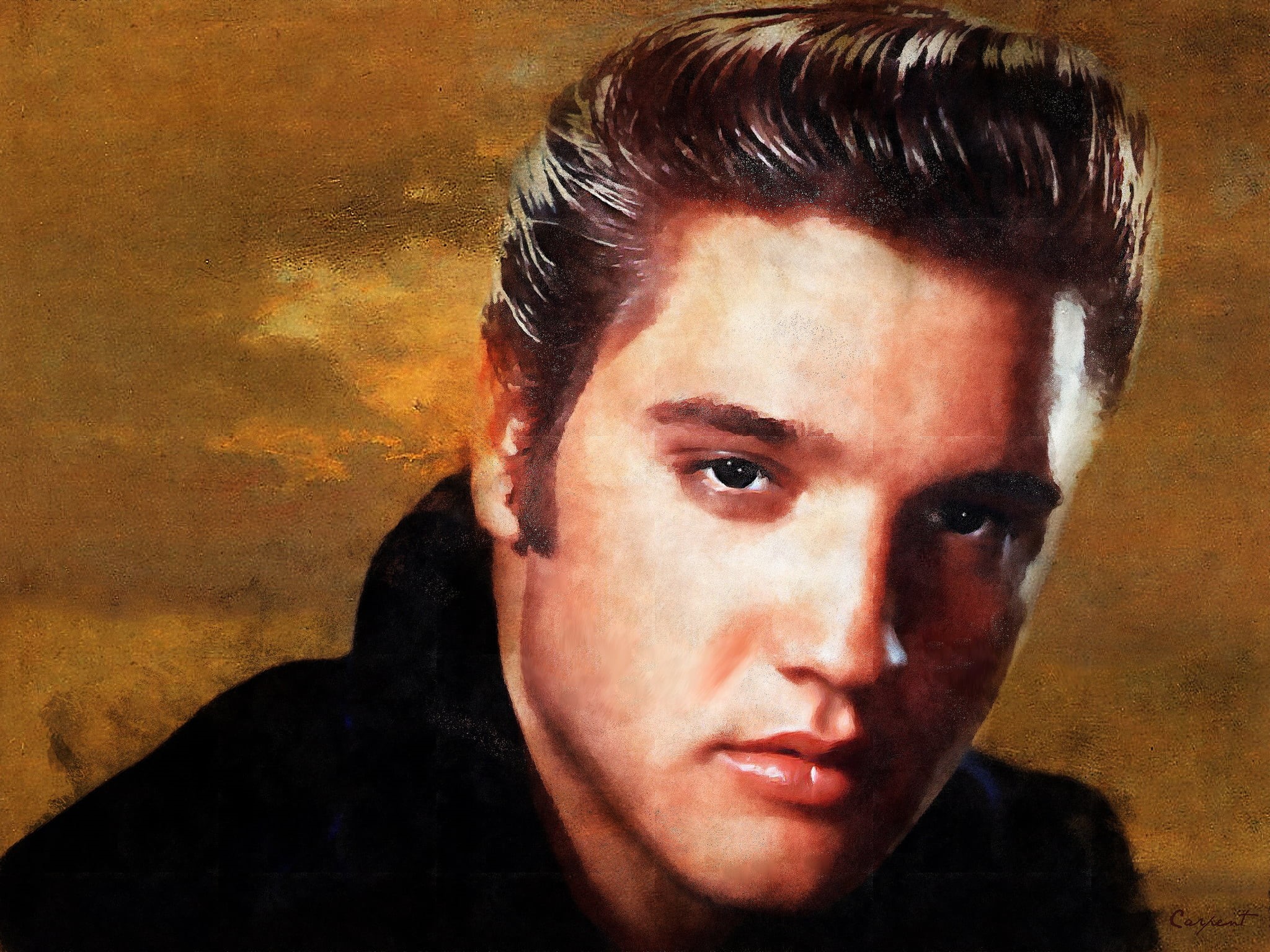 presley, one Person, close-up, body part, serious, lifestyles, beautiful people, contemplation, human Face, adult, elvis, painting, leisure activity, color Image, HD Wallpaper