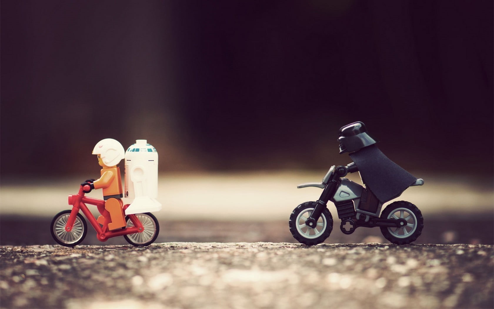 driving, 720P, helmet, r, two people, offspring, motion, LEGO Star Wars, sports race, childhood, darth, vader, Star Wars, headwear, road, crash helmet, HD Wallpaper