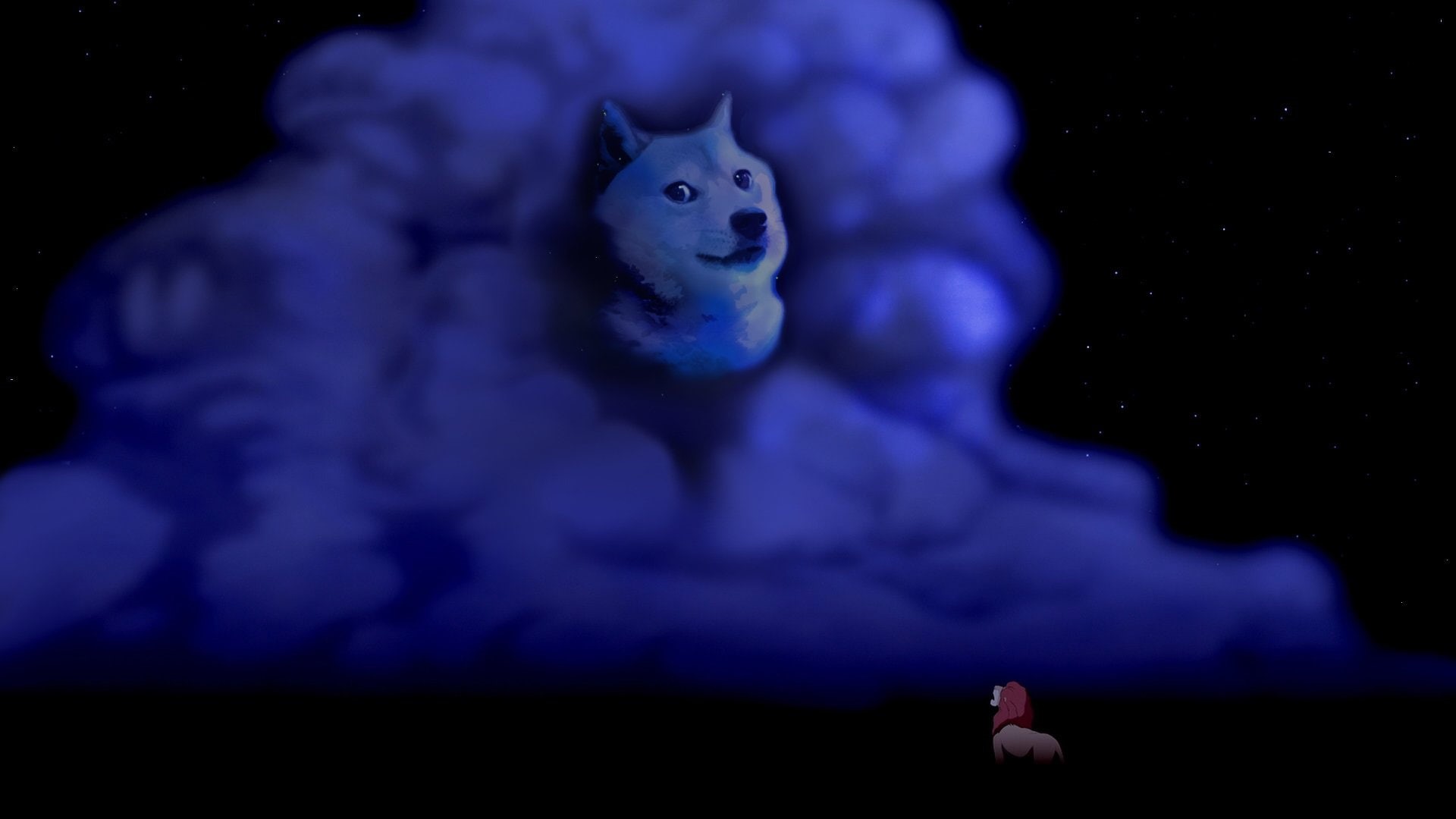 wolf, wolves, king, fantasy, doge, night, disney, lion, clouds, meme, dog, 1080P, HD Wallpaper