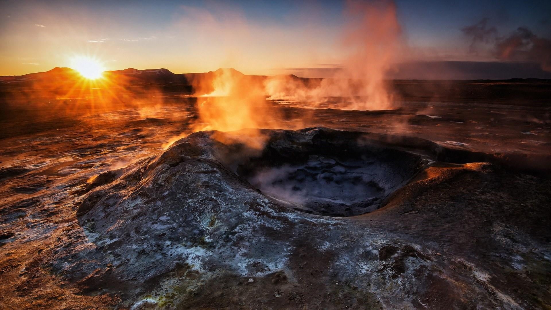 geological phenomenon, iceland, physical geography, 1080P, landscape, no people, nature, sky, volcanic crater, outdoors, solid, phenomenon, scenics - nature, HD Wallpaper