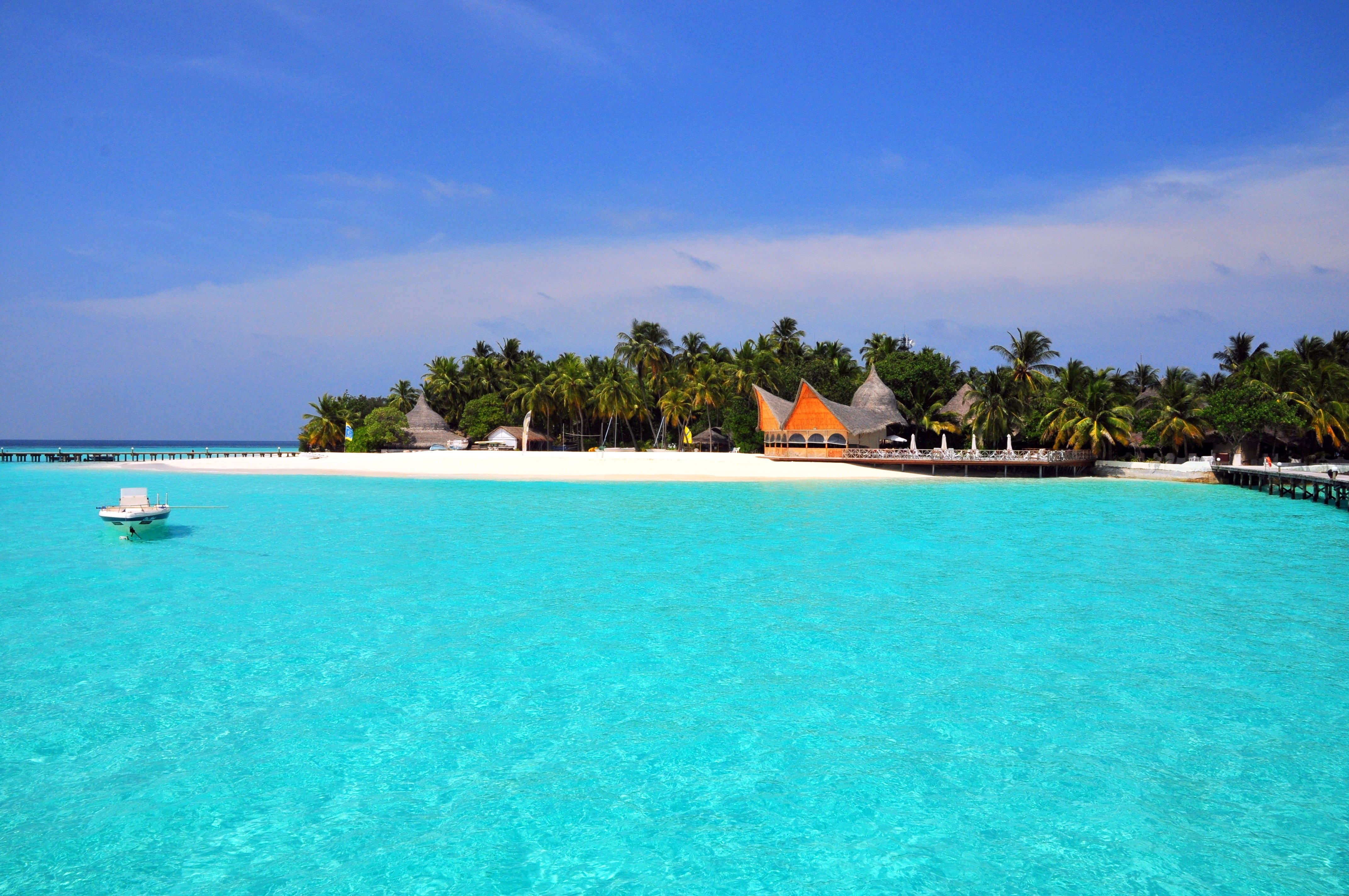 lagoon, day, 4K, tranquility, scenics - nature, no People, vacations, water, canoe, leisure Activity, tropical Climate, boats, island, nature, scenics, HD Wallpaper