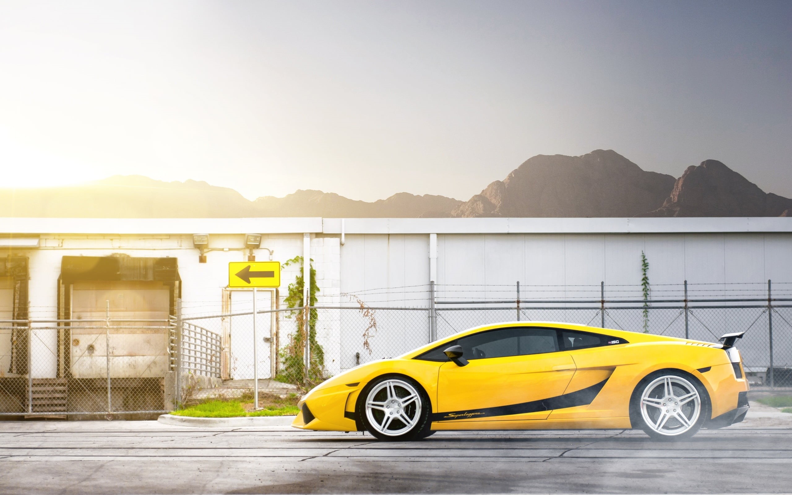 motor vehicle, clear sky, built structure, building exterior, black, nature, transportation, yellow, day, mode of transportation, water, mountain, no people, HD Wallpaper