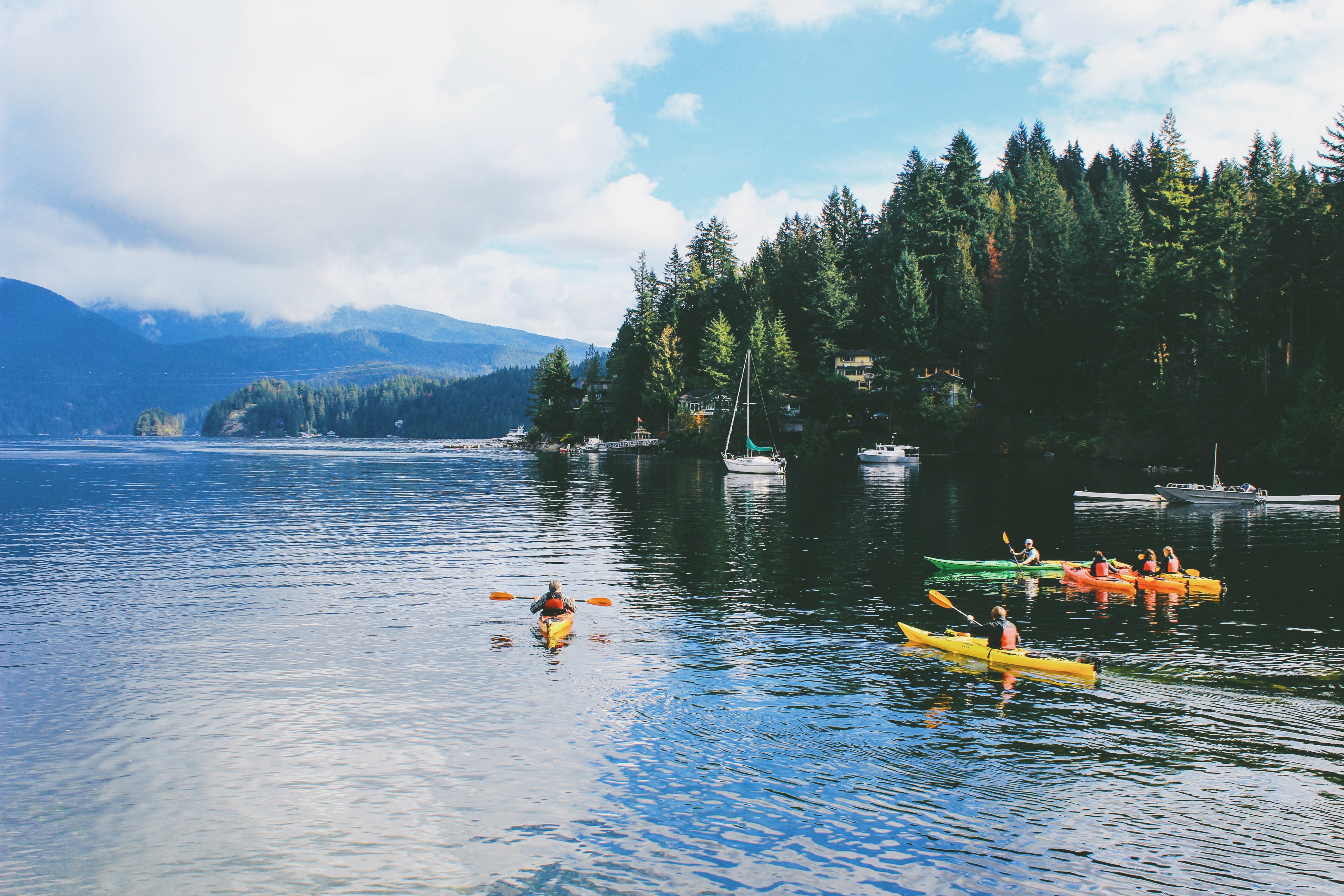 nautical vessel, plant, water, trees, floating on water, outdoors, canada, lifestyles, inflatable, deep cove, scenics - nature, waterfront, day, beauty in nature, HD Wallpaper