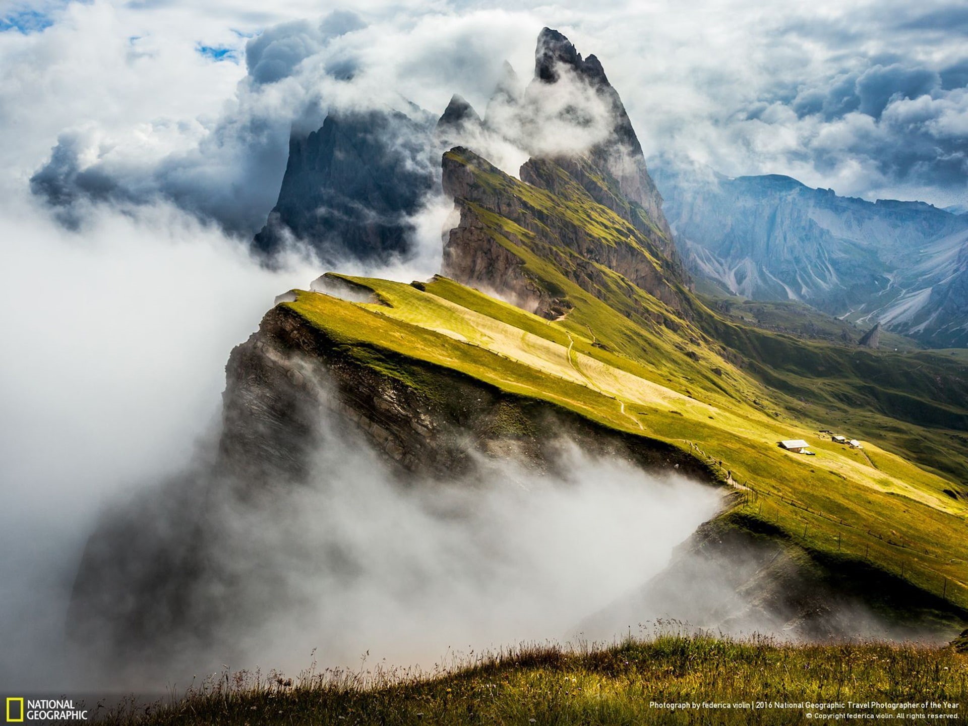 day, 1080P, no people, mountain peak, beauty in nature, travel destinations, mountain range, ortisei, environment, geographic, fog, outdoors, mountain, HD Wallpaper