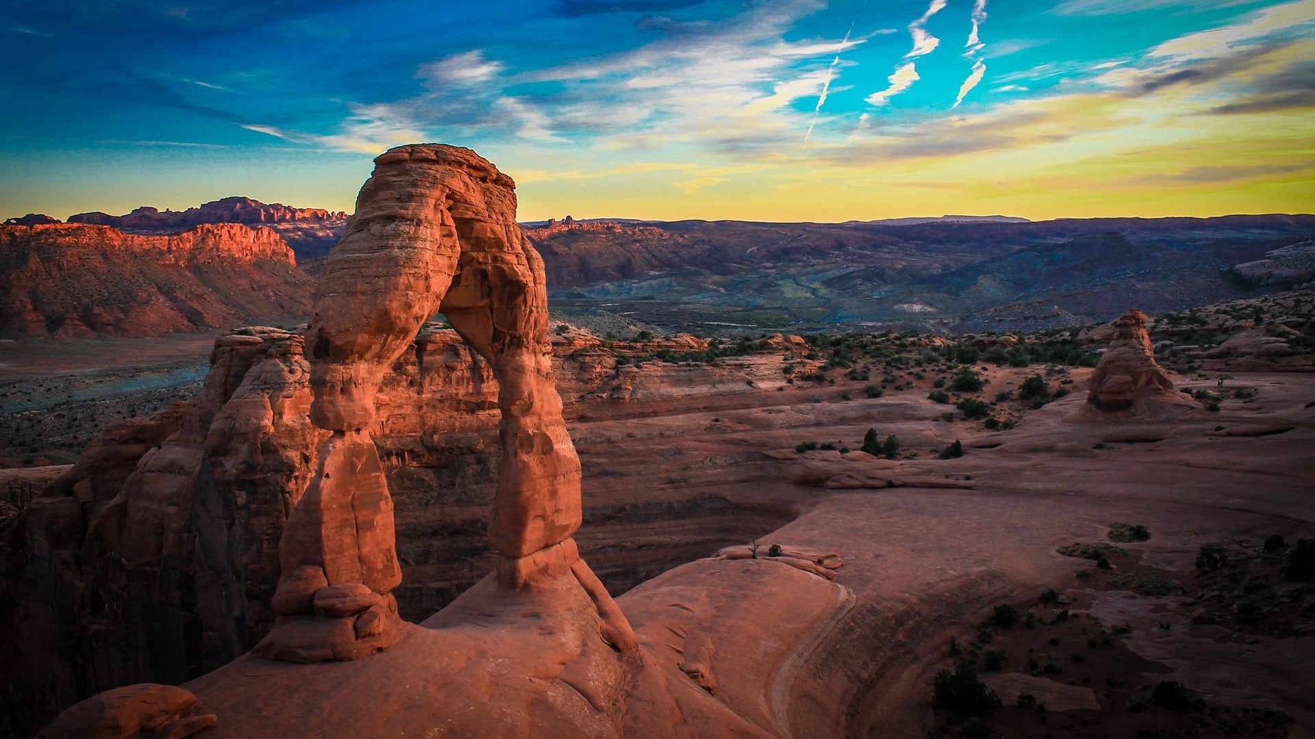 rock, landscape, 1080P, sky, nature, Delicate Arch, HD Wallpaper