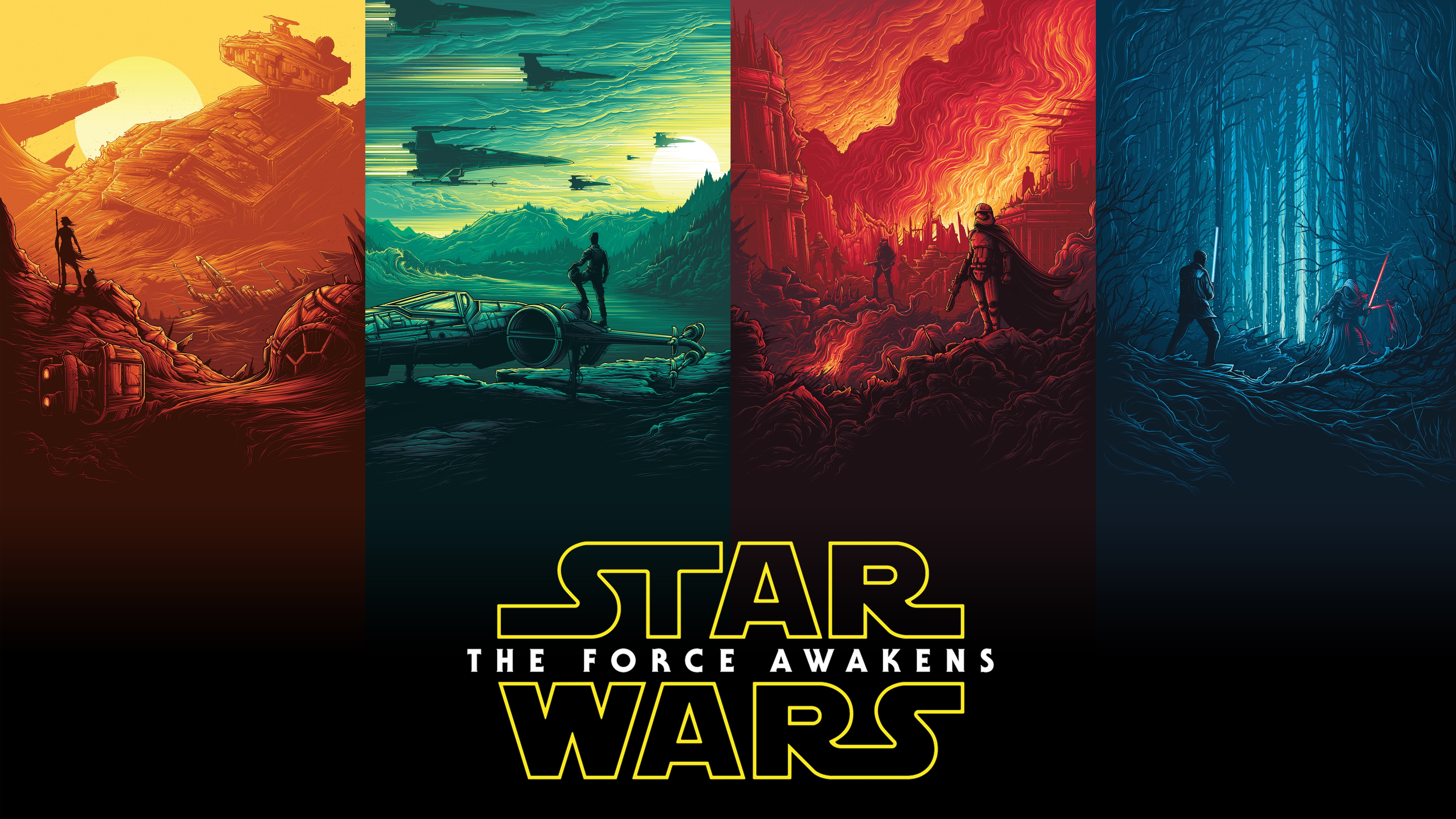 Star Wars, Star Wars: The Force Awakens, 8K, Film posters, movie poster, HD Wallpaper