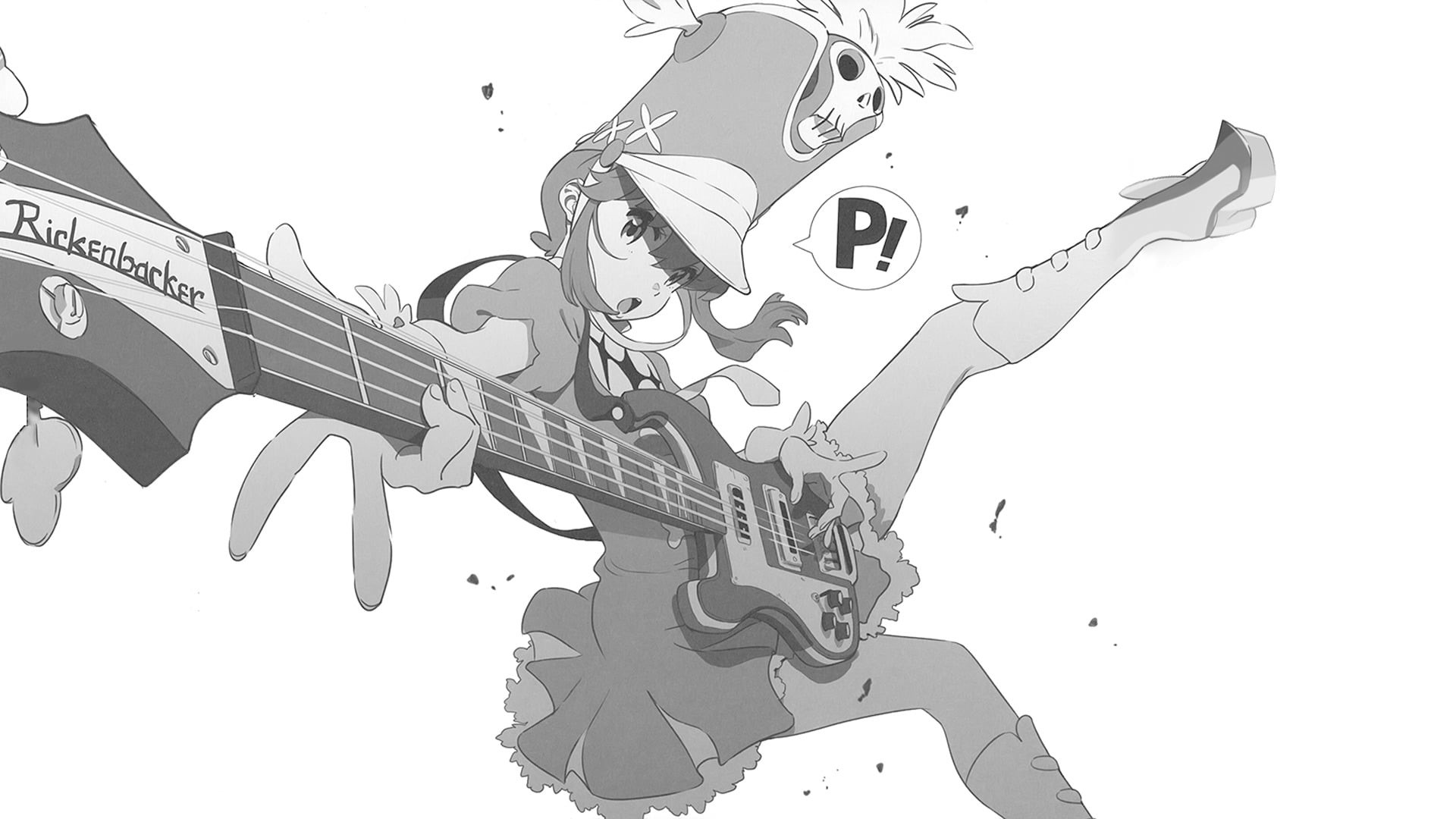 animal representation, string instrument, performance, artist, animal, white background, 1080P, modern rock, Jakuzure Nonon, musical instrument, representation, HD Wallpaper