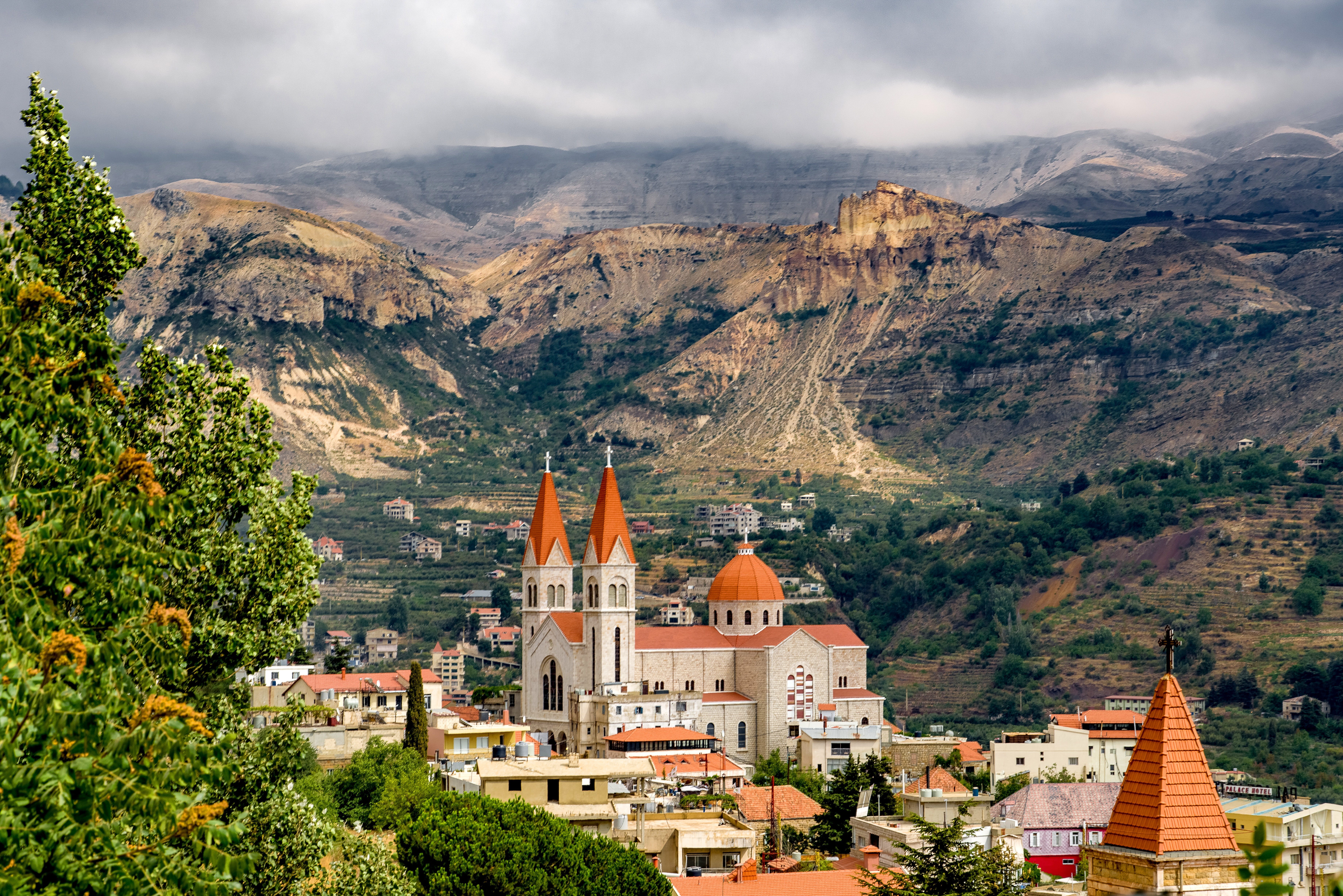 tourism, catholic, religion, built structure, residential district, city, travel destinations, landscape, cityscape, church, architecture, beauty in nature, HD Wallpaper
