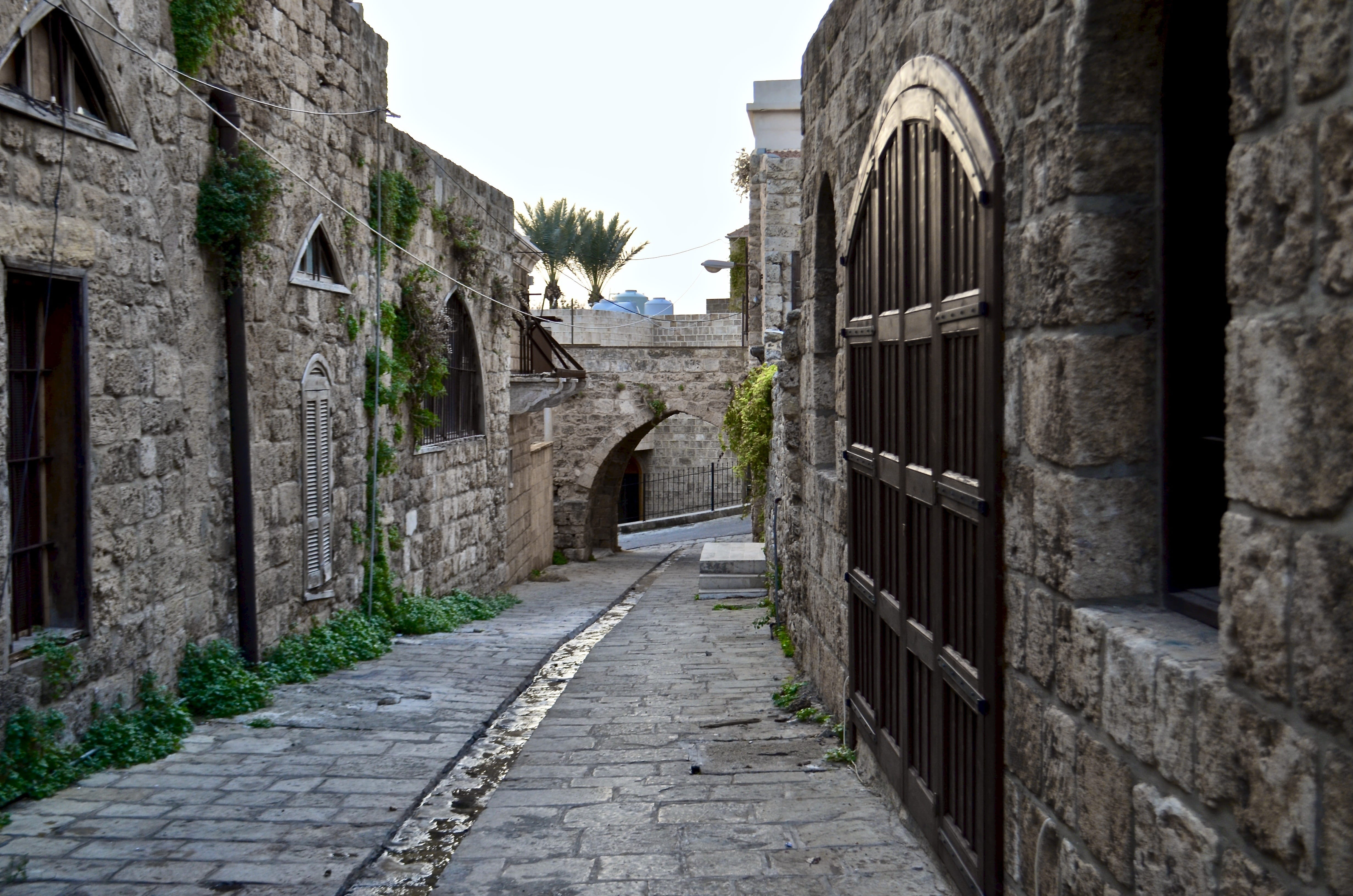 window, no people, clear sky, architecture, beirut, 4K, old city, city, lebanon, stone wall, street, byblos, old, history, sky, day, footpath, direction, HD Wallpaper