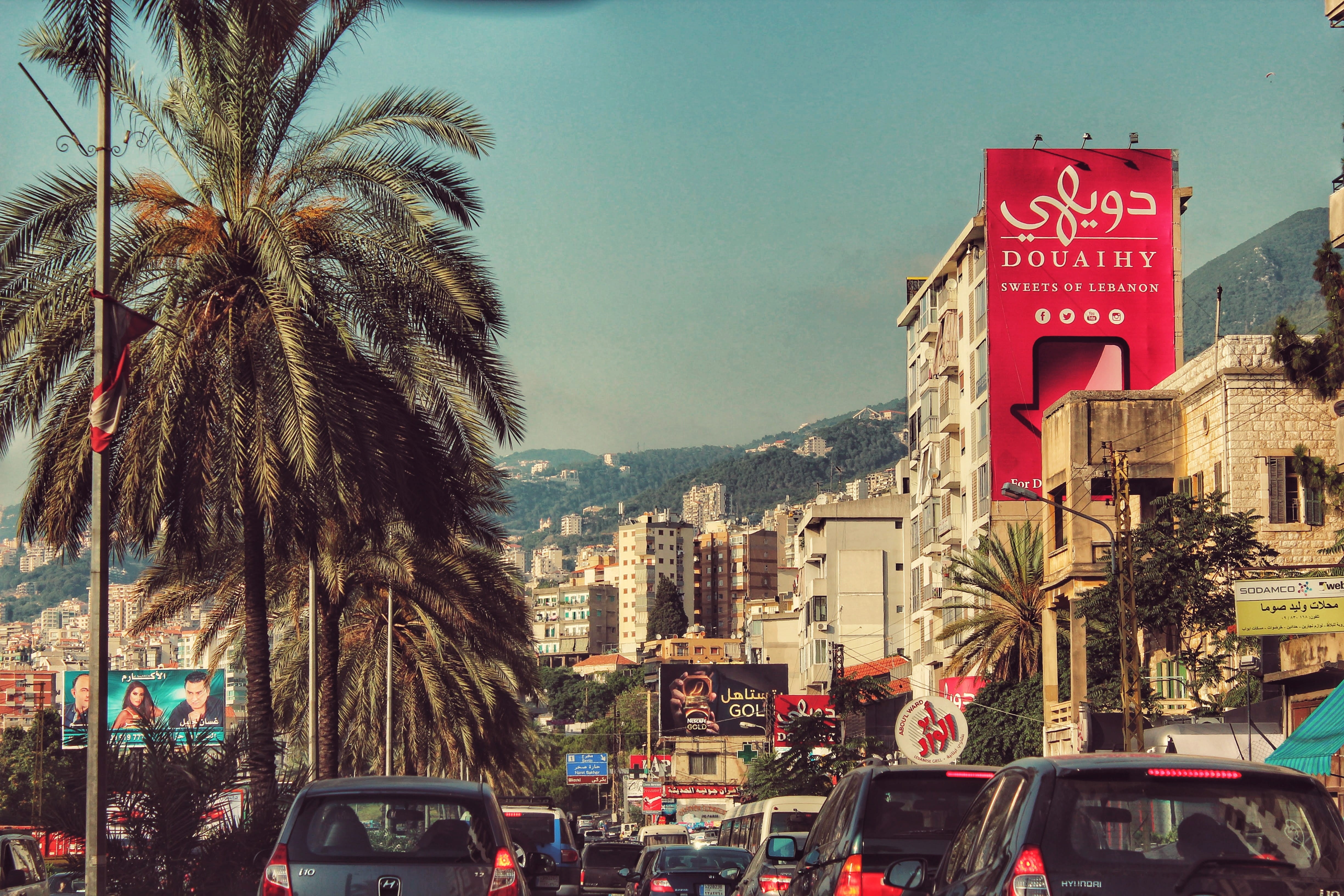 plant, transportation, text, city, city street, car, 4K, motor vehicle, traffic, building exterior, mode of transportation, street, lebanon, sign, land vehicle, HD Wallpaper