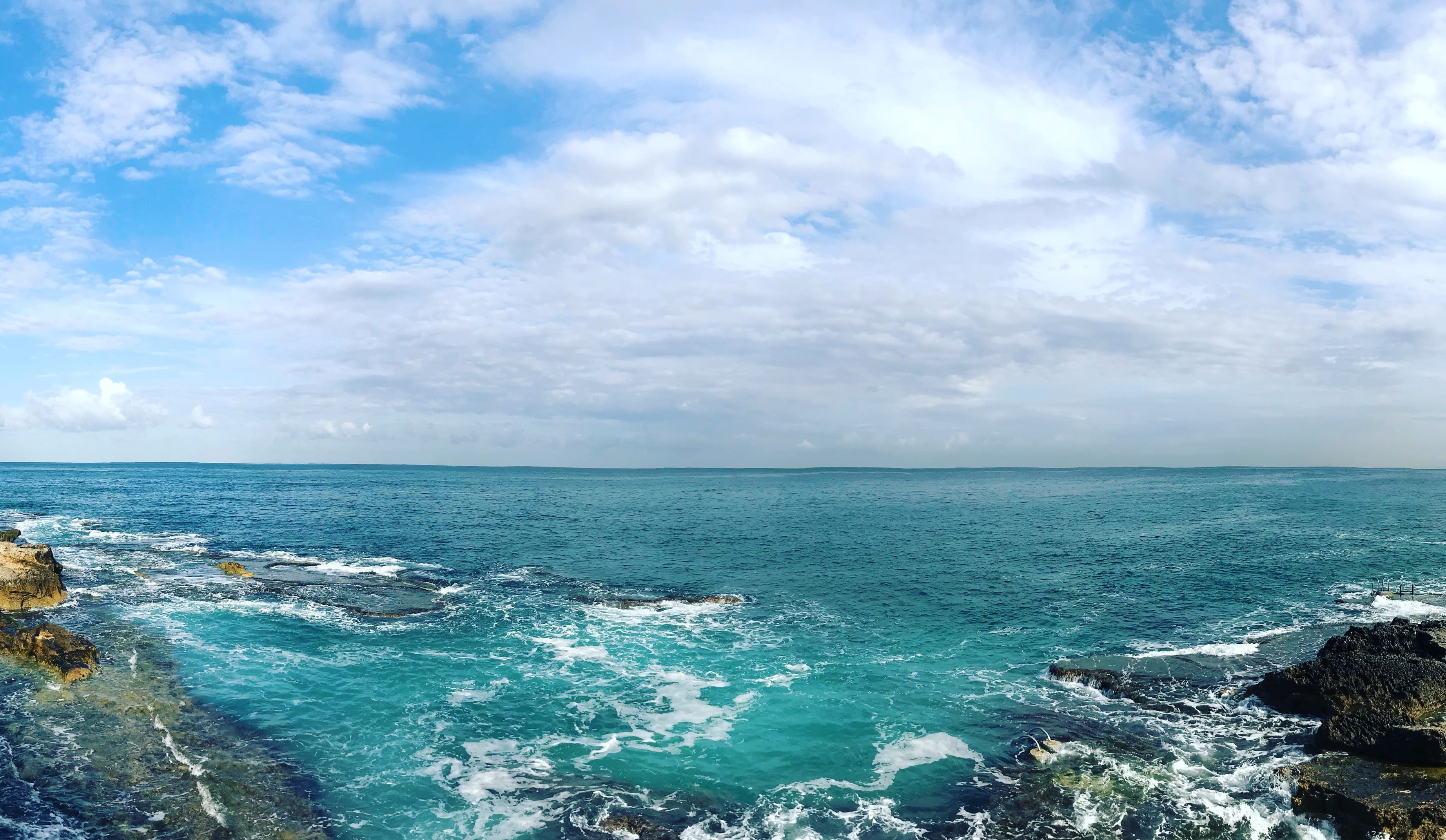 nature, no people, horizon, horizon over water, tranquility, 2K, blue, sea, teal color, outdoors, panoramic, beach, day, non-urban scene, scenics - nature, HD Wallpaper