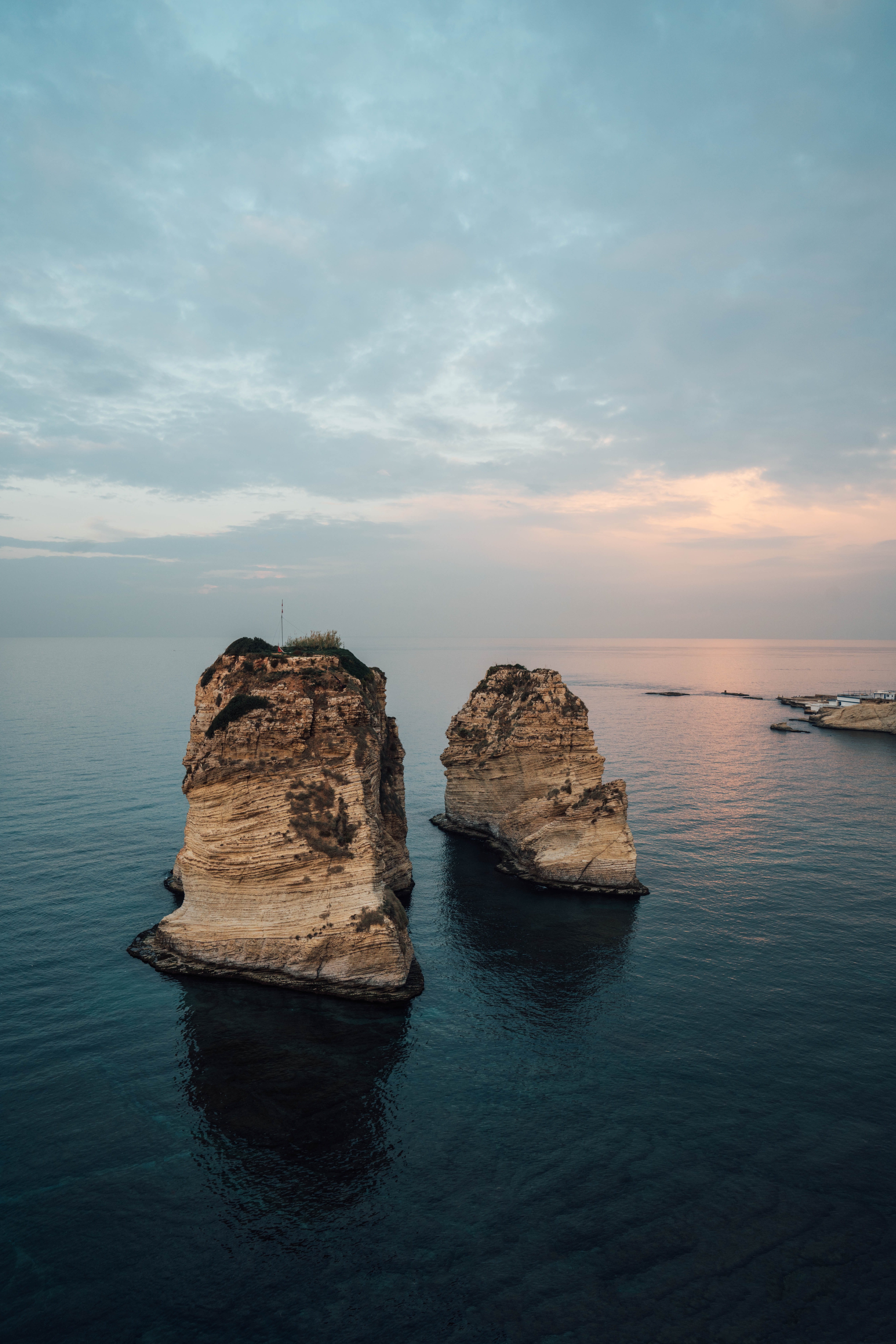 sea, tranquil scene, landscape, rock formation, ocean, horizon, stack rock, cloud - sky, nature, outdoors, scenics - nature, horizon over water, idyllic, Phone HD Wallpaper
