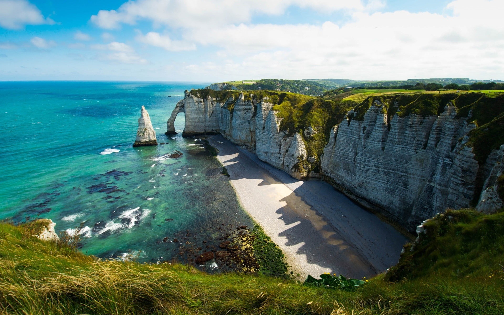 ocean, beach, coast, landscape, cliff, nature, hd, 1080P, HD Wallpaper